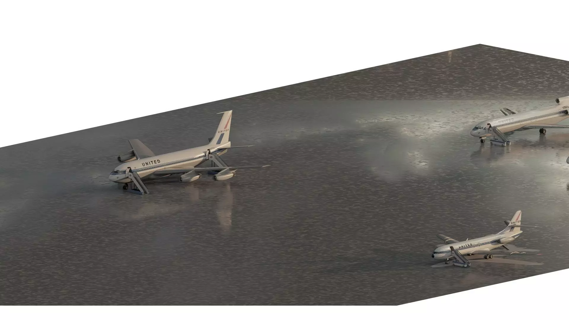 DC-8-62H Boeing 720 Boeing 727 and Caravelle VI-R 3D model_0