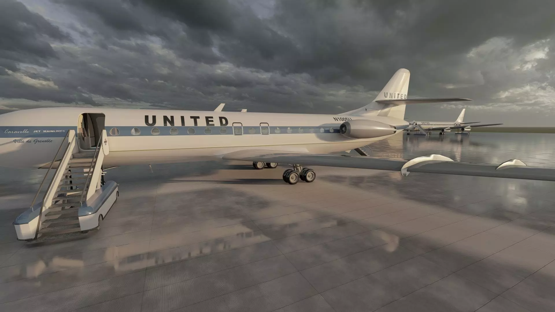 DC-8-62H Boeing 720 Boeing 727 and Caravelle VI-R 3D model_13