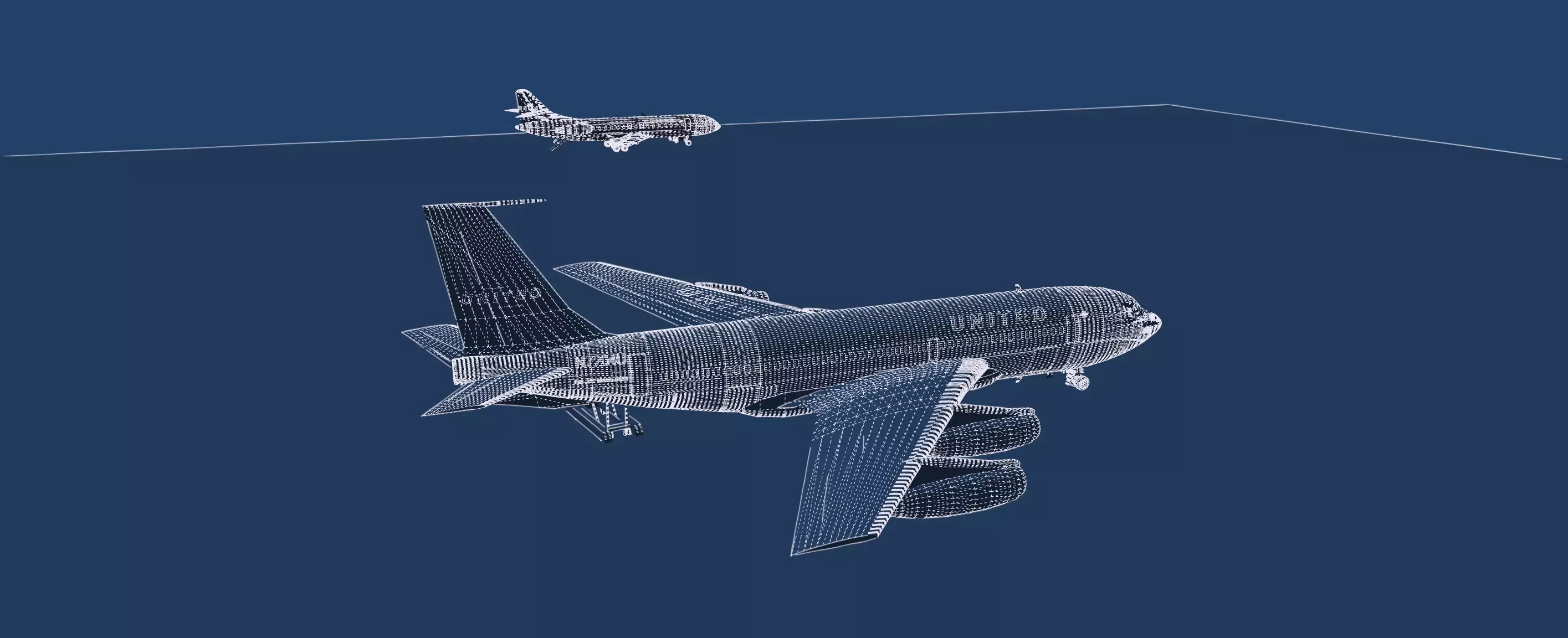 DC-8-62H Boeing 720 Boeing 727 and Caravelle VI-R 3D model_48