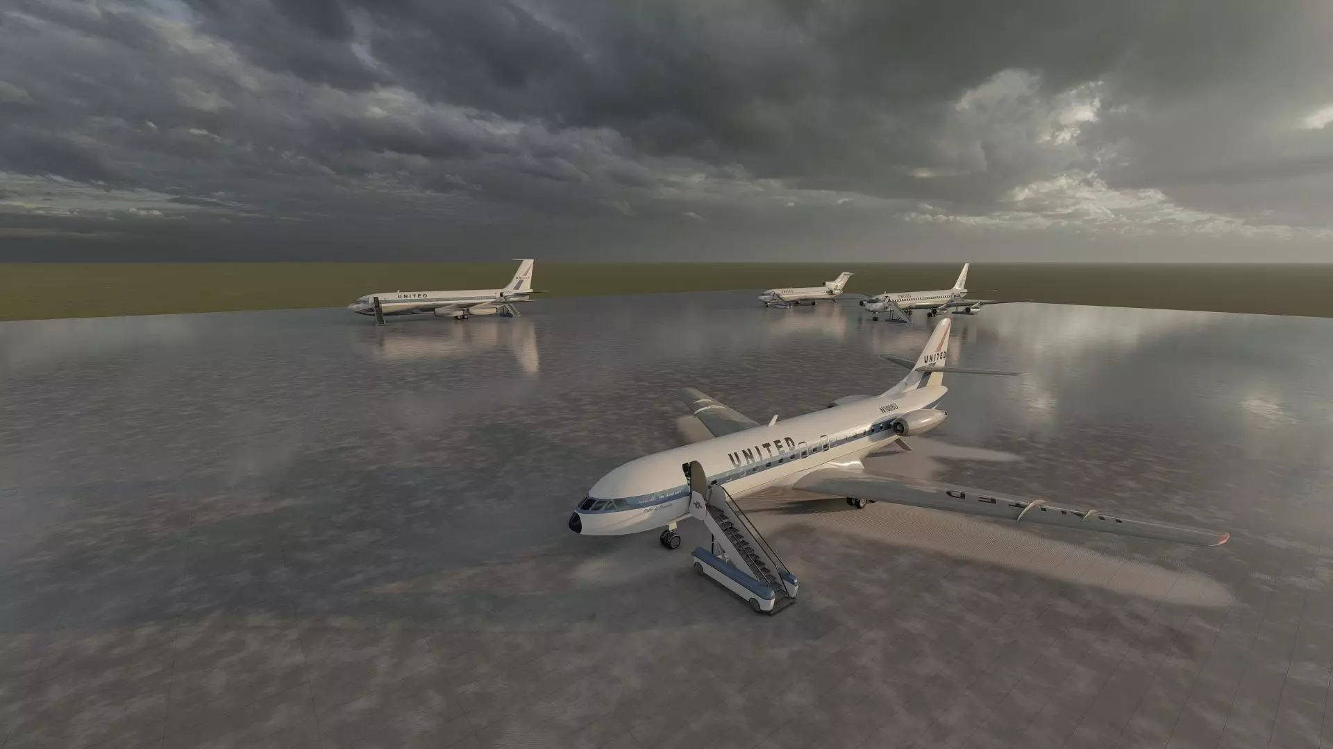 DC-8-62H Boeing 720 Boeing 727 and Caravelle VI-R 3D model_7