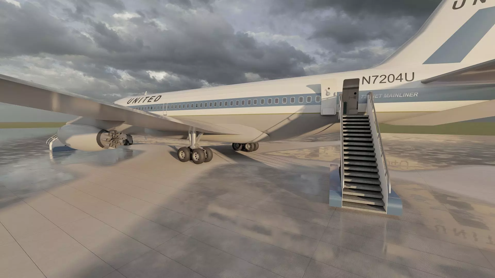 DC-8-62H Boeing 720 Boeing 727 and Caravelle VI-R 3D model_26