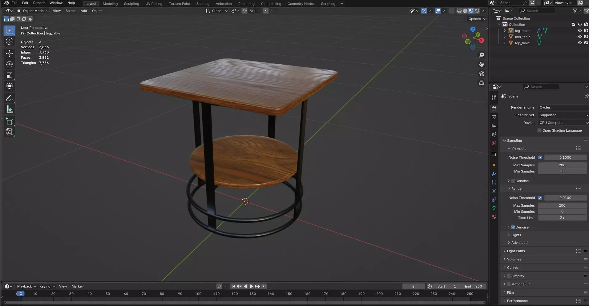 Square Table CG11 3D model_8