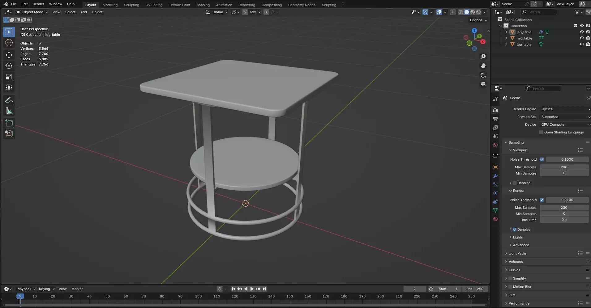 Square Table CG11 3D model_7