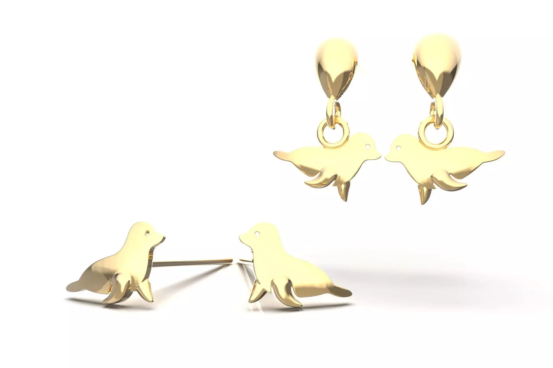 Oceanic Animal Stud and Dangling Earring Pack - Seal 3D print model