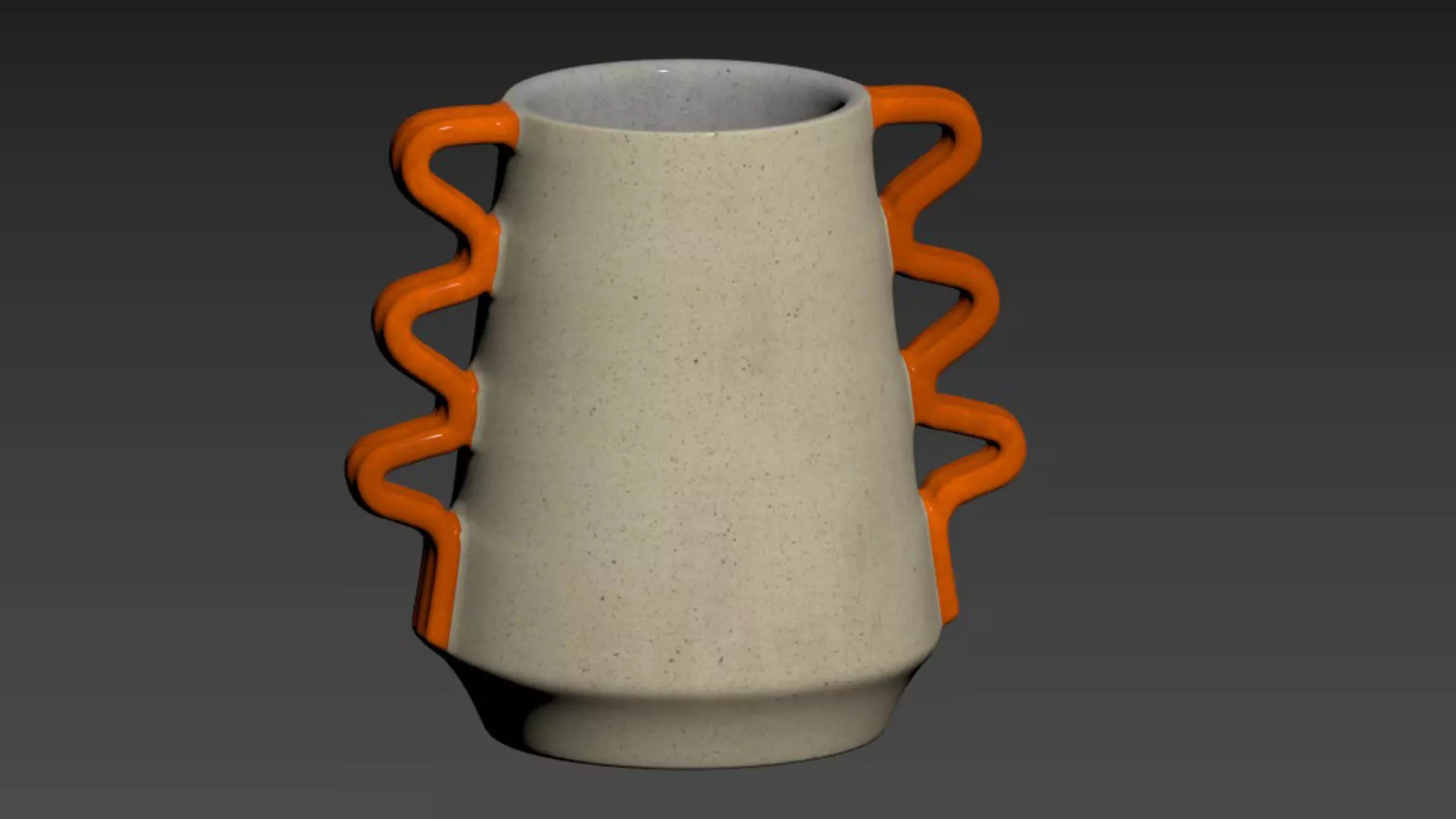 Orange and White Vase 3D model_4