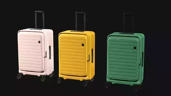 Rolling Travel Suitcase Low-Poly 3D Model