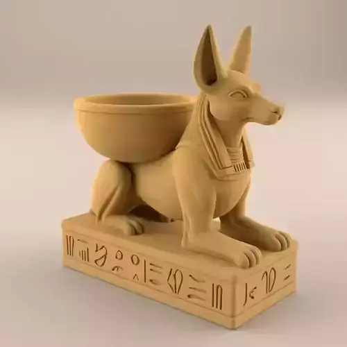 Egyptian Anubis Incense Burner 3D Model Ancient God Hieroglyphic Low-poly 3D model