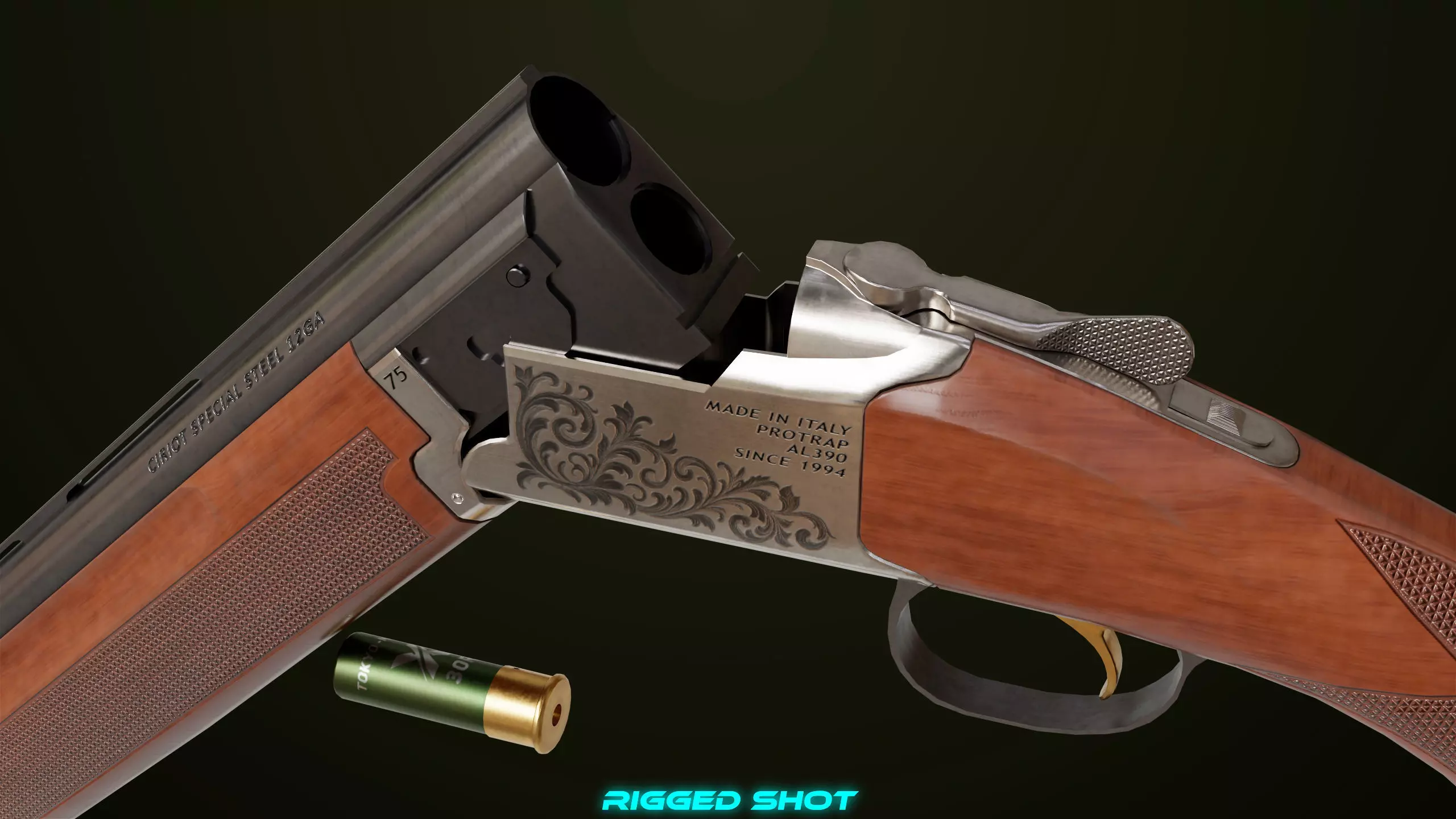 Double Barrel Shotguns 01 Single Mat All PBR Unity UE Textures Low-poly 3D model_12