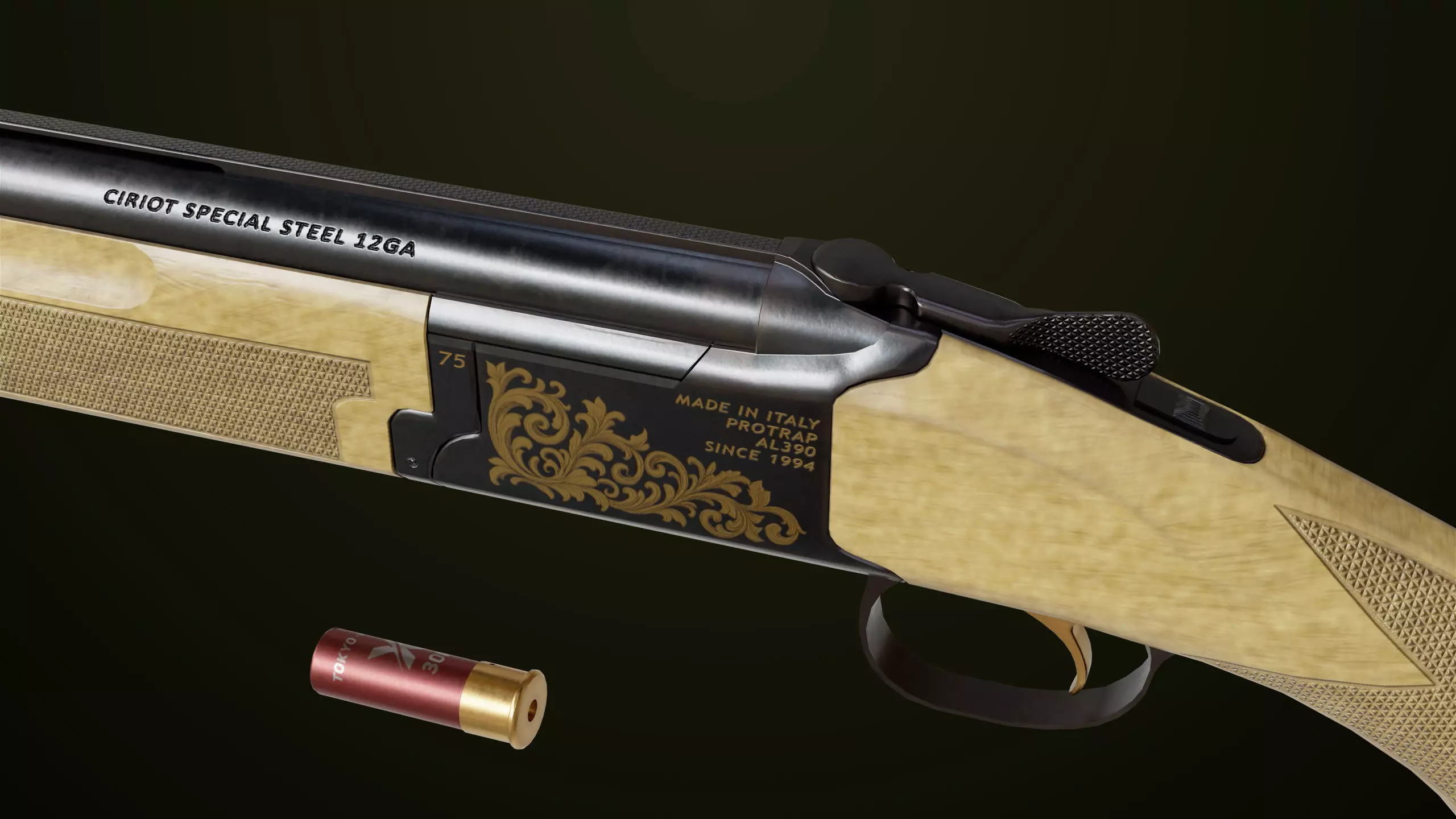 Double Barrel Shotguns 01 Single Mat All PBR Unity UE Textures Low-poly 3D model_22