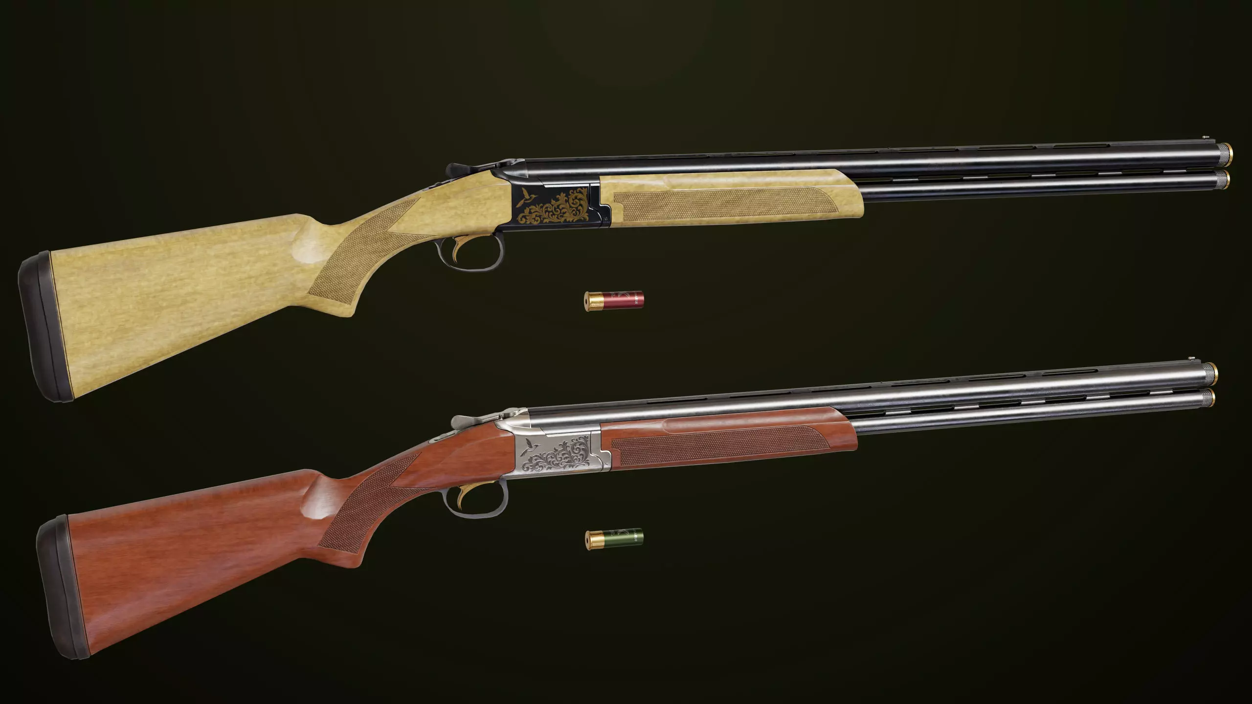 Double Barrel Shotguns 01 Single Mat All PBR Unity UE Textures Low-poly 3D model_2