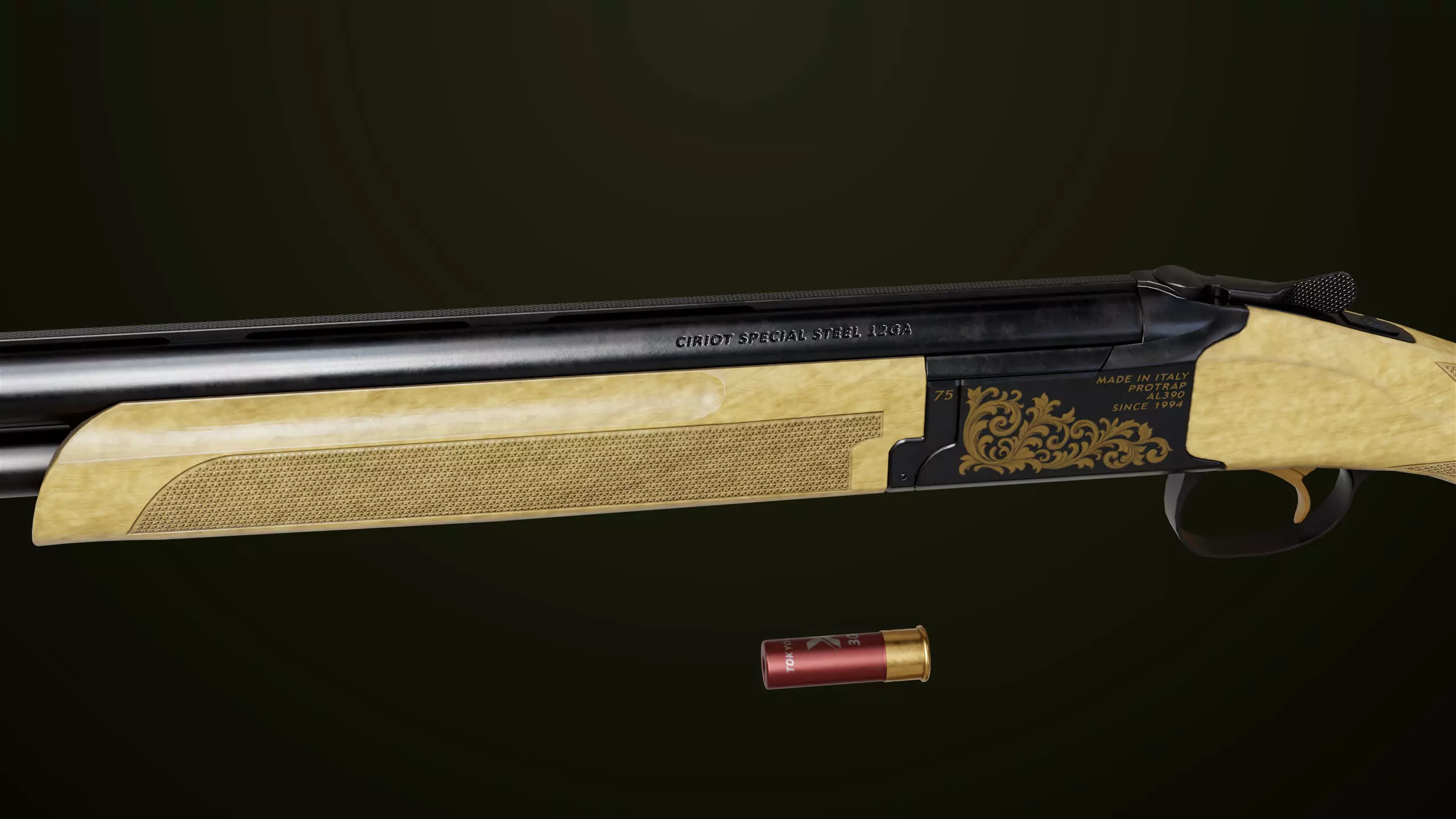 Double Barrel Shotguns 01 Single Mat All PBR Unity UE Textures Low-poly 3D model_6