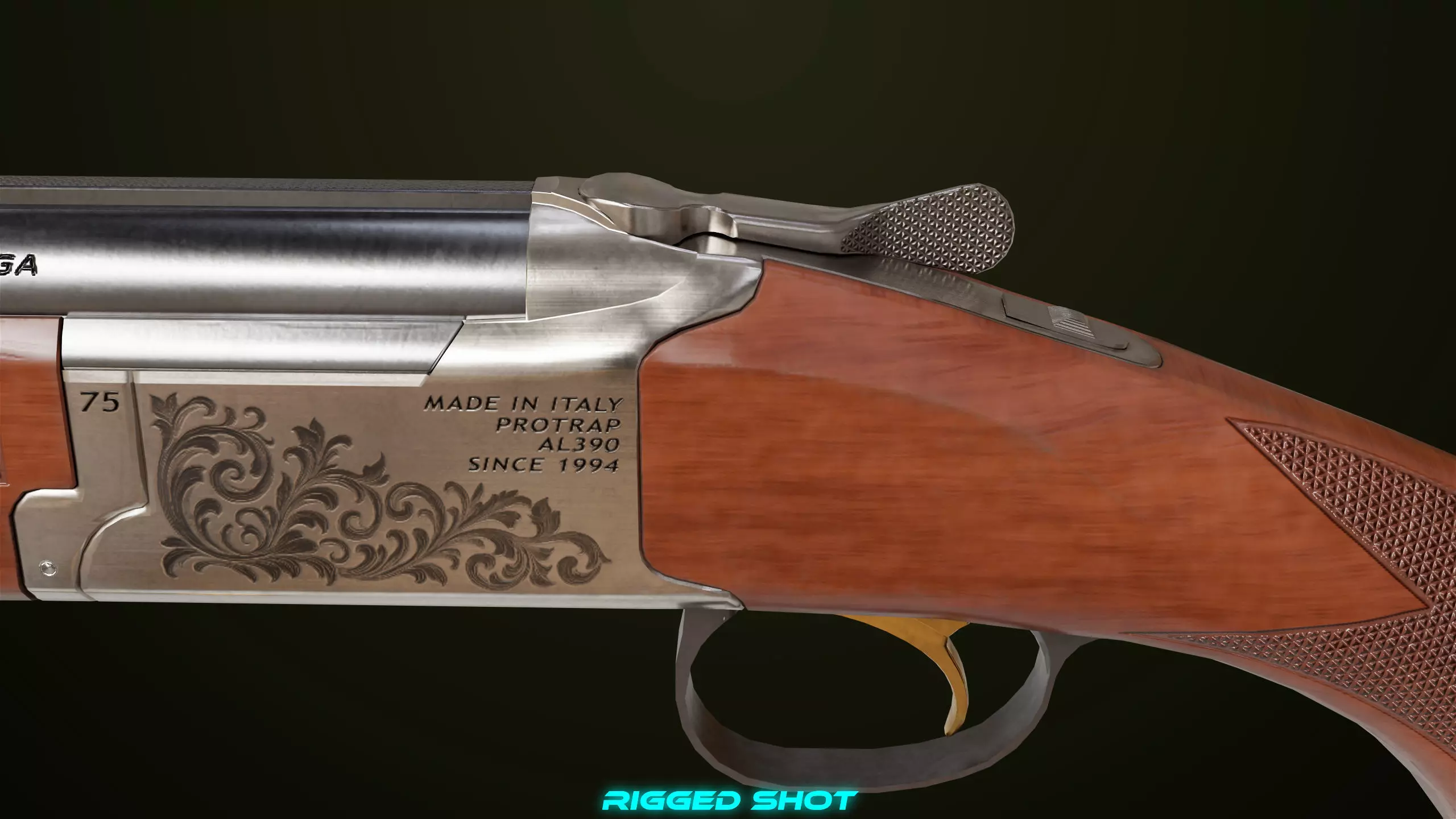 Double Barrel Shotguns 01 Single Mat All PBR Unity UE Textures Low-poly 3D model_10