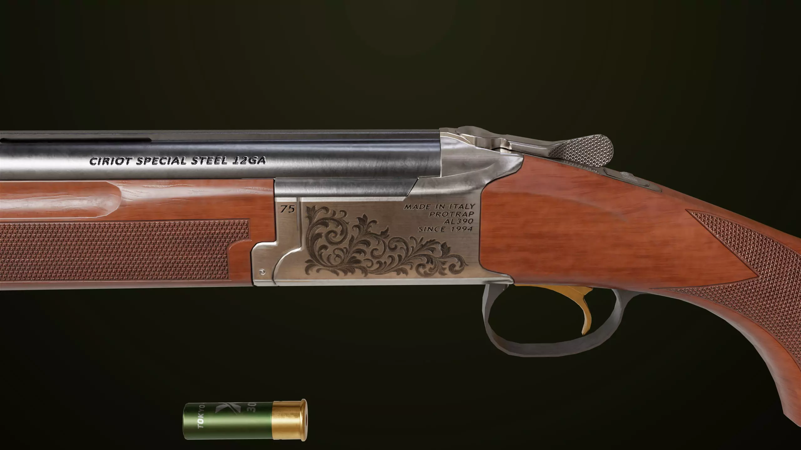 Double Barrel Shotguns 01 Single Mat All PBR Unity UE Textures Low-poly 3D model_11