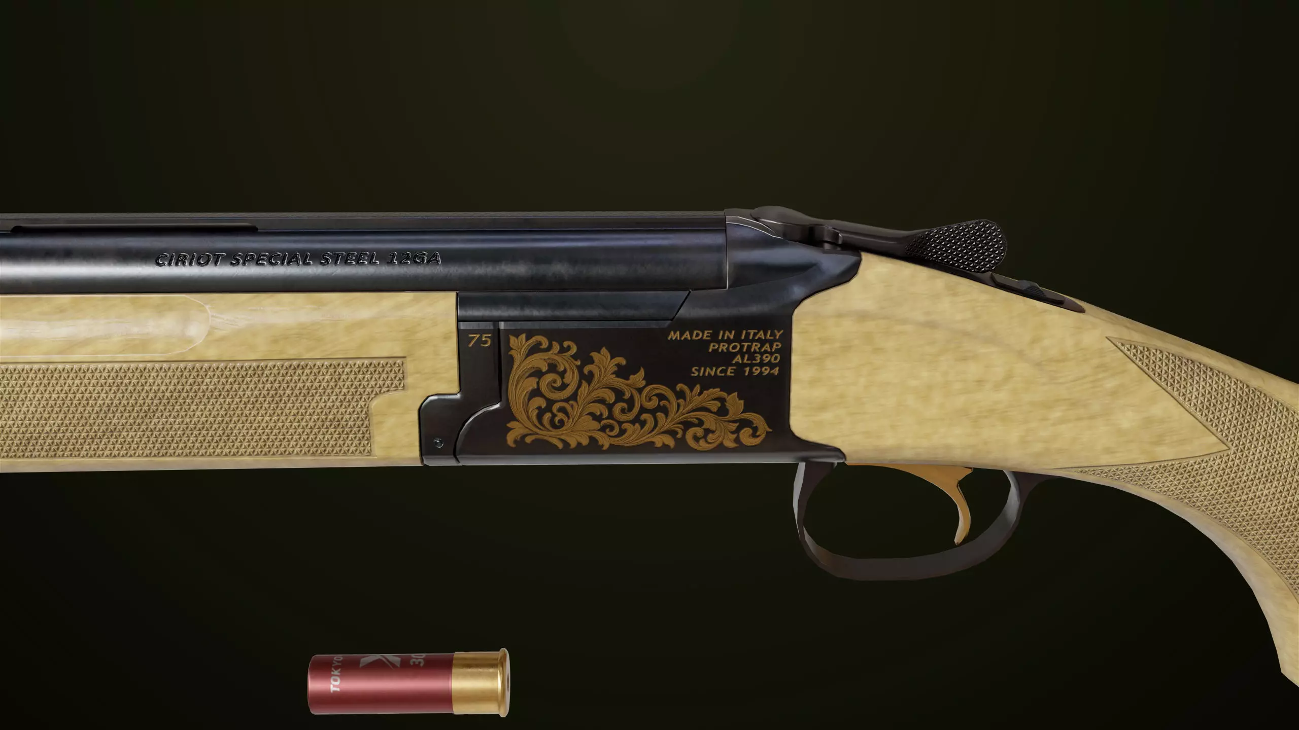 Double Barrel Shotguns 01 Single Mat All PBR Unity UE Textures Low-poly 3D model_21