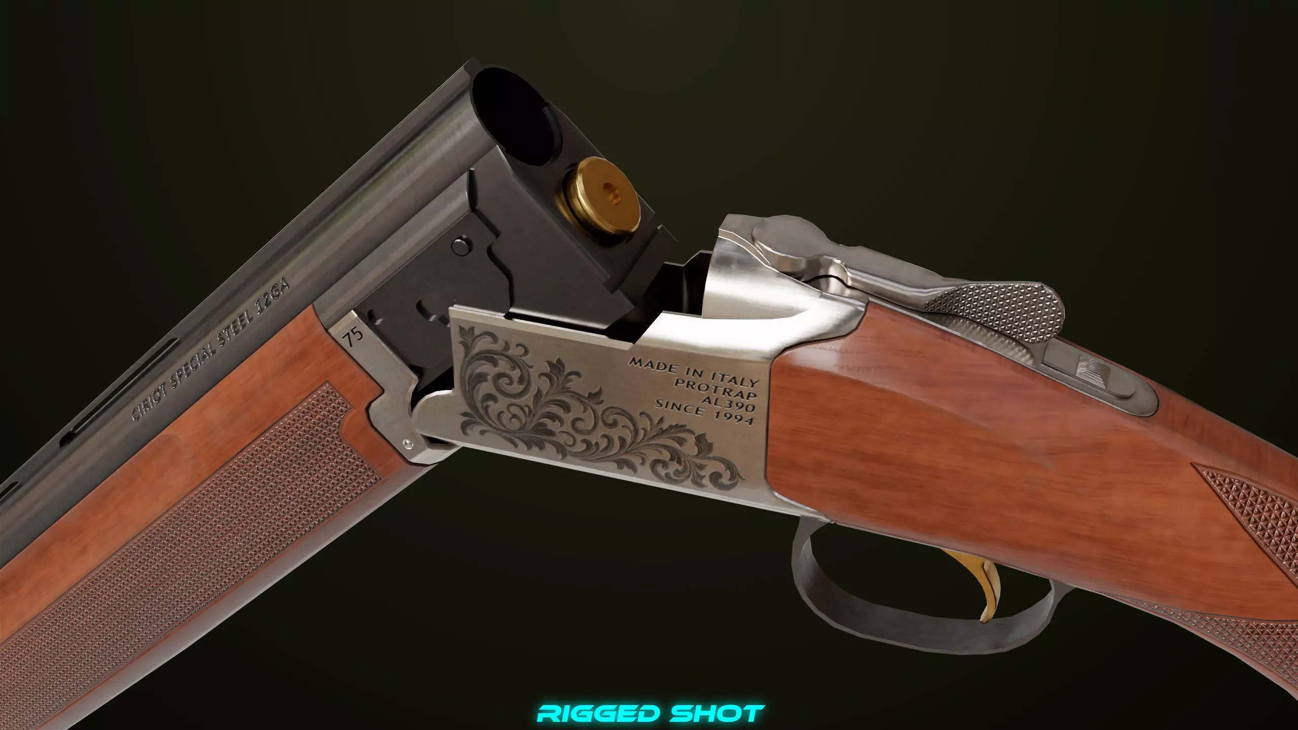 Double Barrel Shotguns 01 Single Mat All PBR Unity UE Textures Low-poly 3D model_13