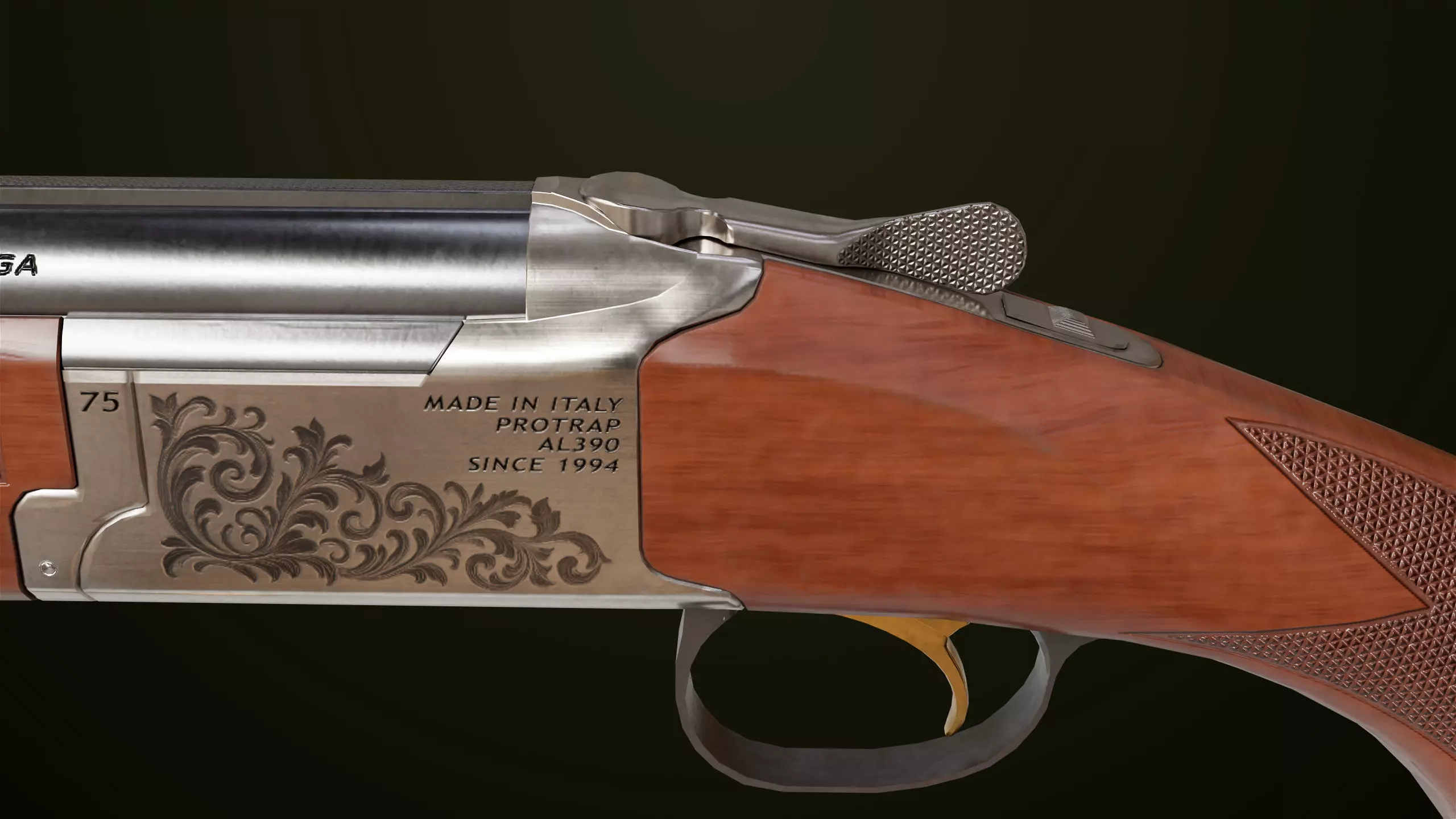 Double Barrel Shotguns 01 Single Mat All PBR Unity UE Textures Low-poly 3D model_9
