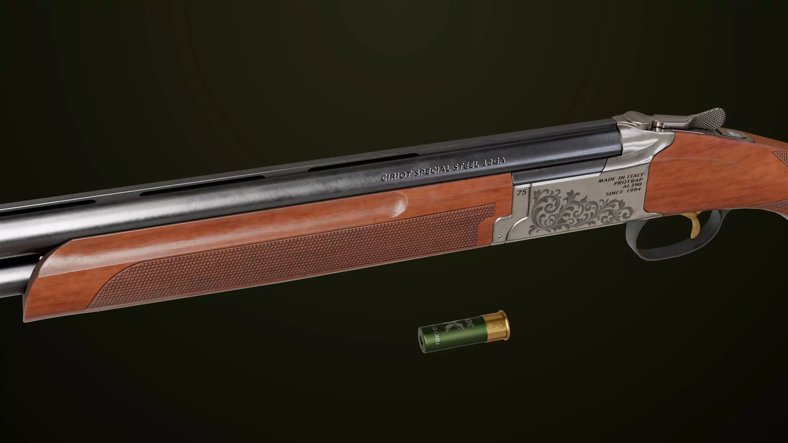 Double Barrel Shotguns 01 Single Mat All PBR Unity UE Textures Low-poly 3D model_5