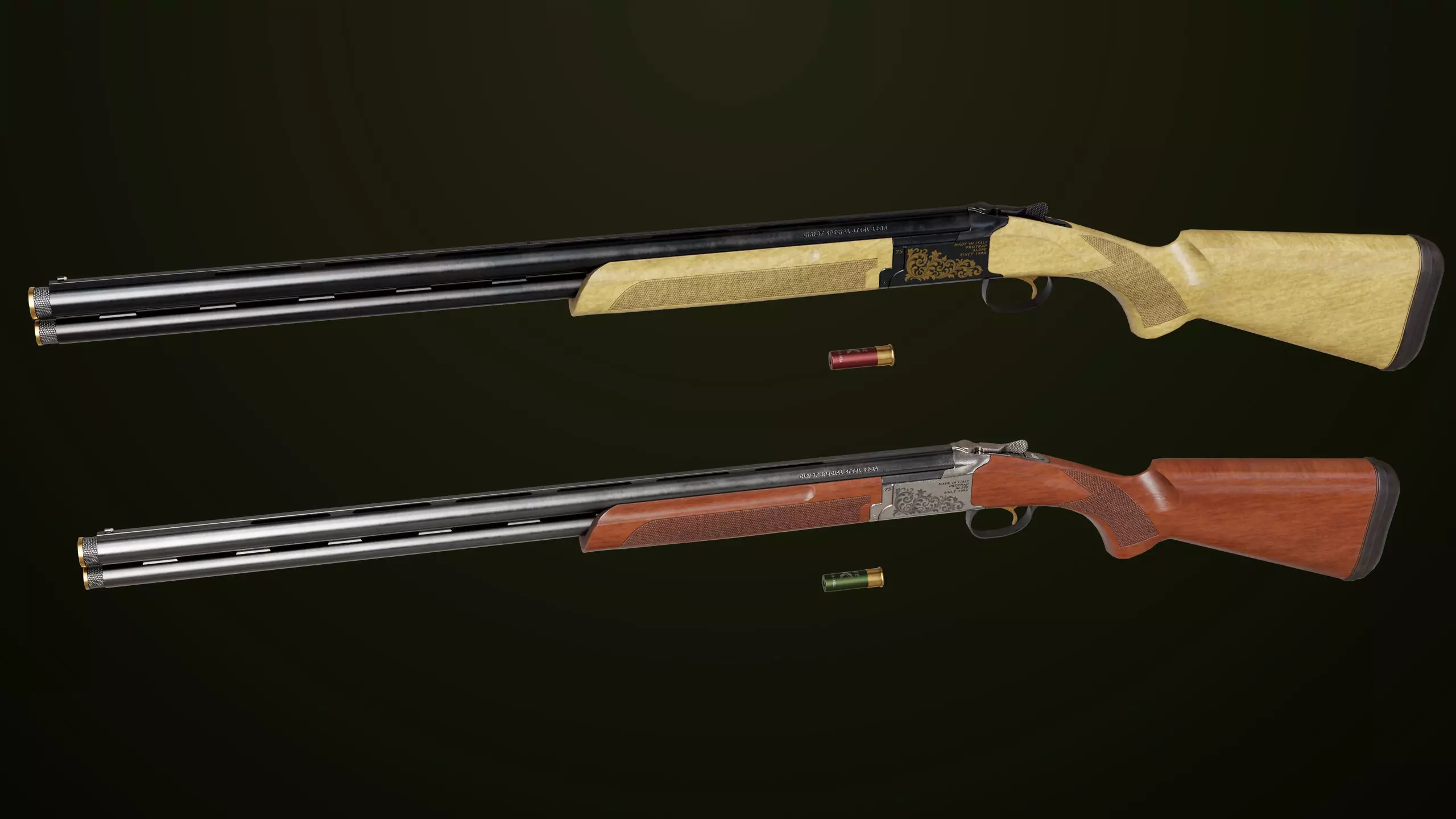 Double Barrel Shotguns 01 Single Mat All PBR Unity UE Textures Low-poly 3D model_7