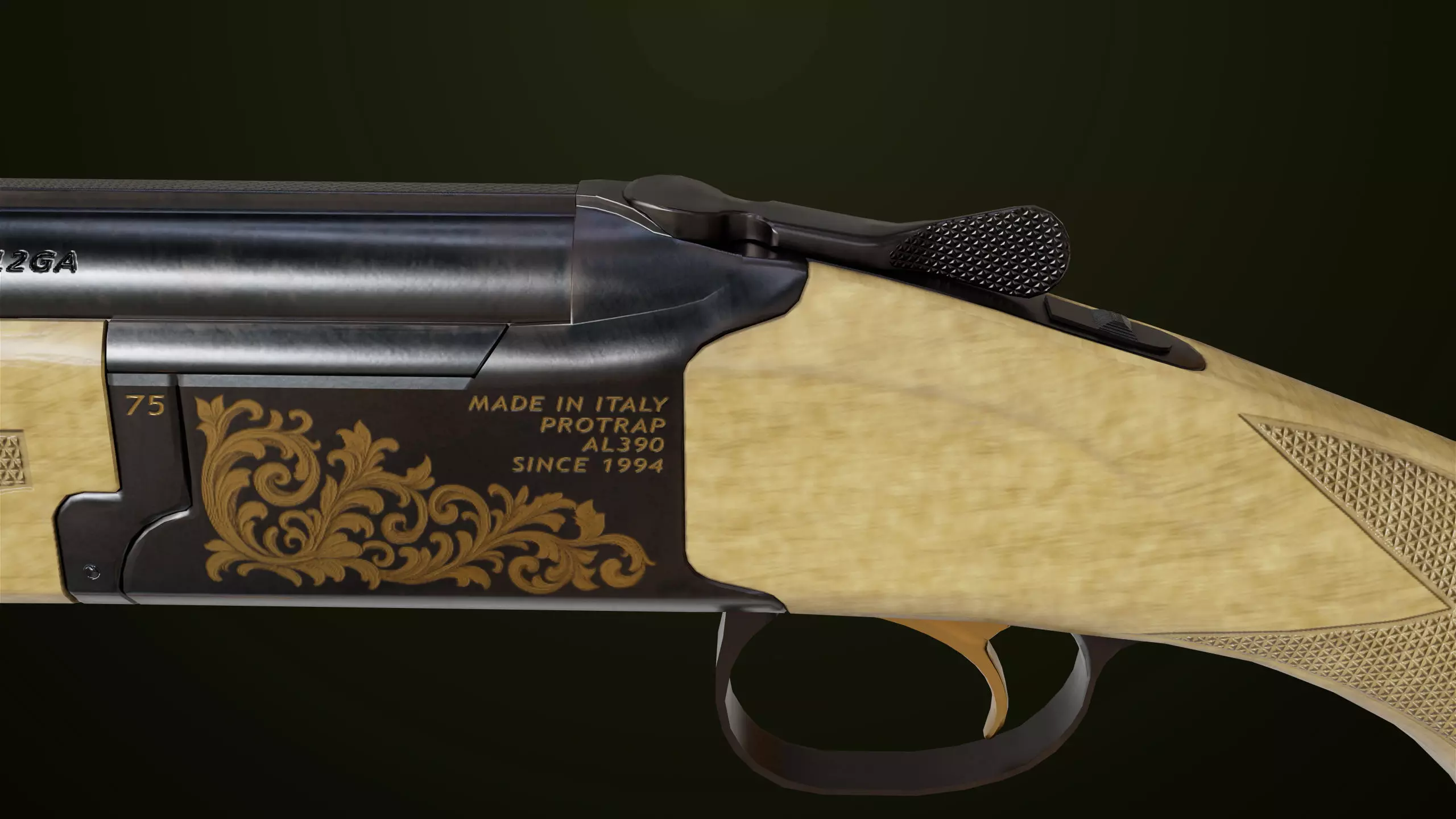 Double Barrel Shotguns 01 Single Mat All PBR Unity UE Textures Low-poly 3D model_19