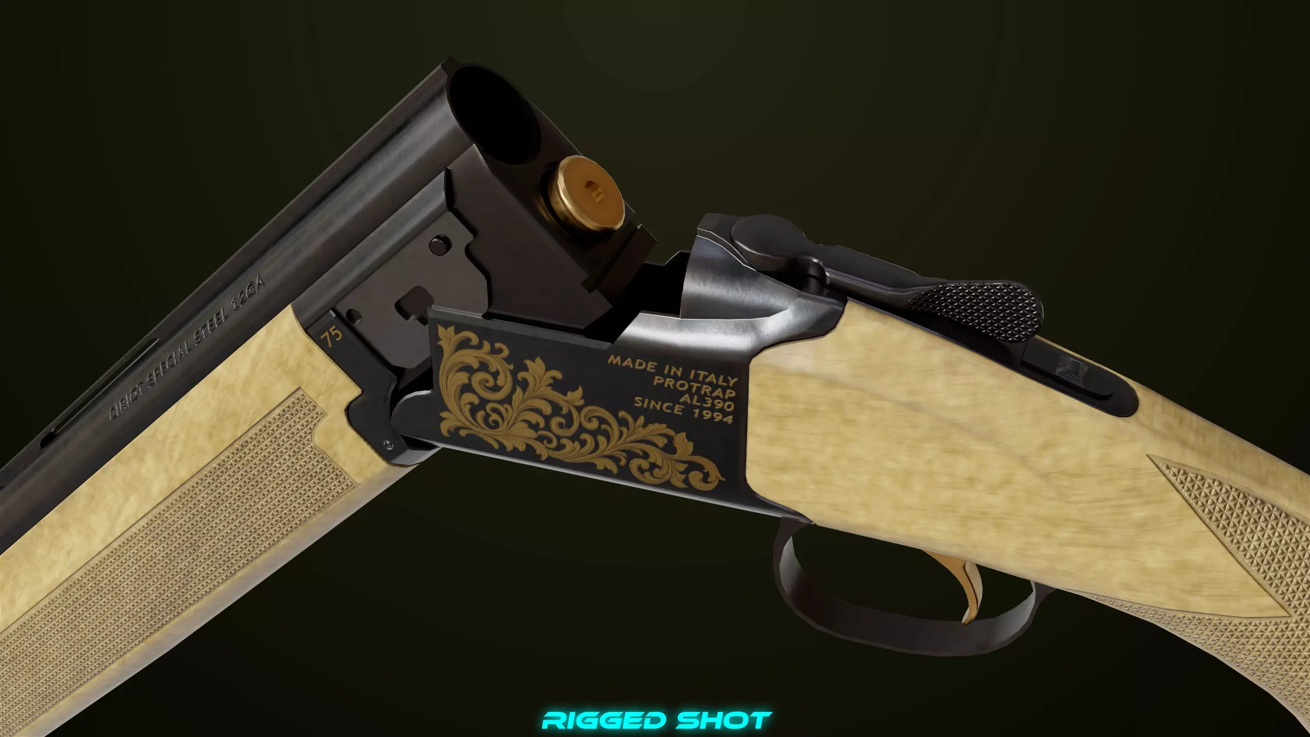 Double Barrel Shotguns 01 Single Mat All PBR Unity UE Textures Low-poly 3D model_23