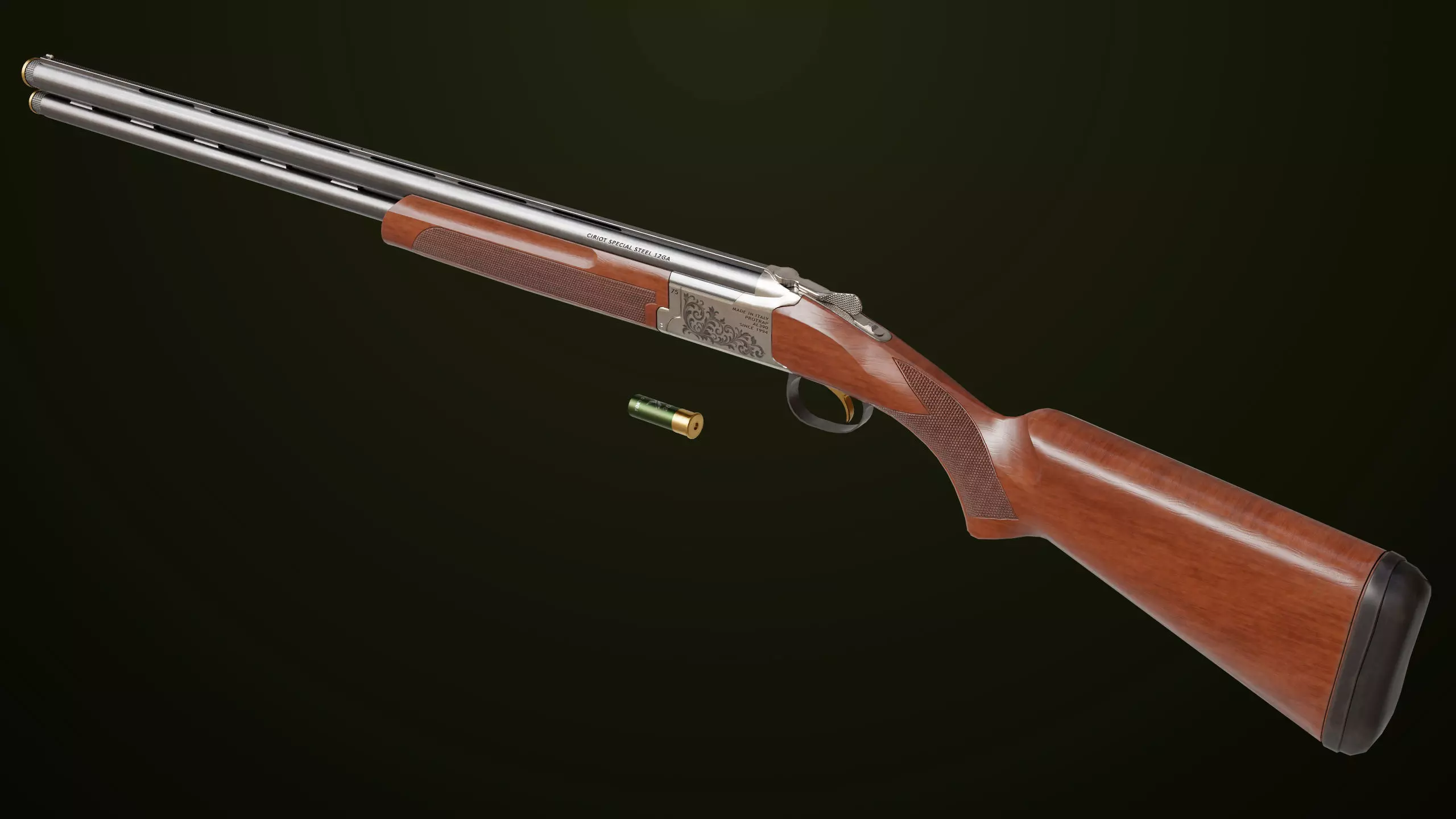 Double Barrel Shotguns 01 Single Mat All PBR Unity UE Textures Low-poly 3D model_8