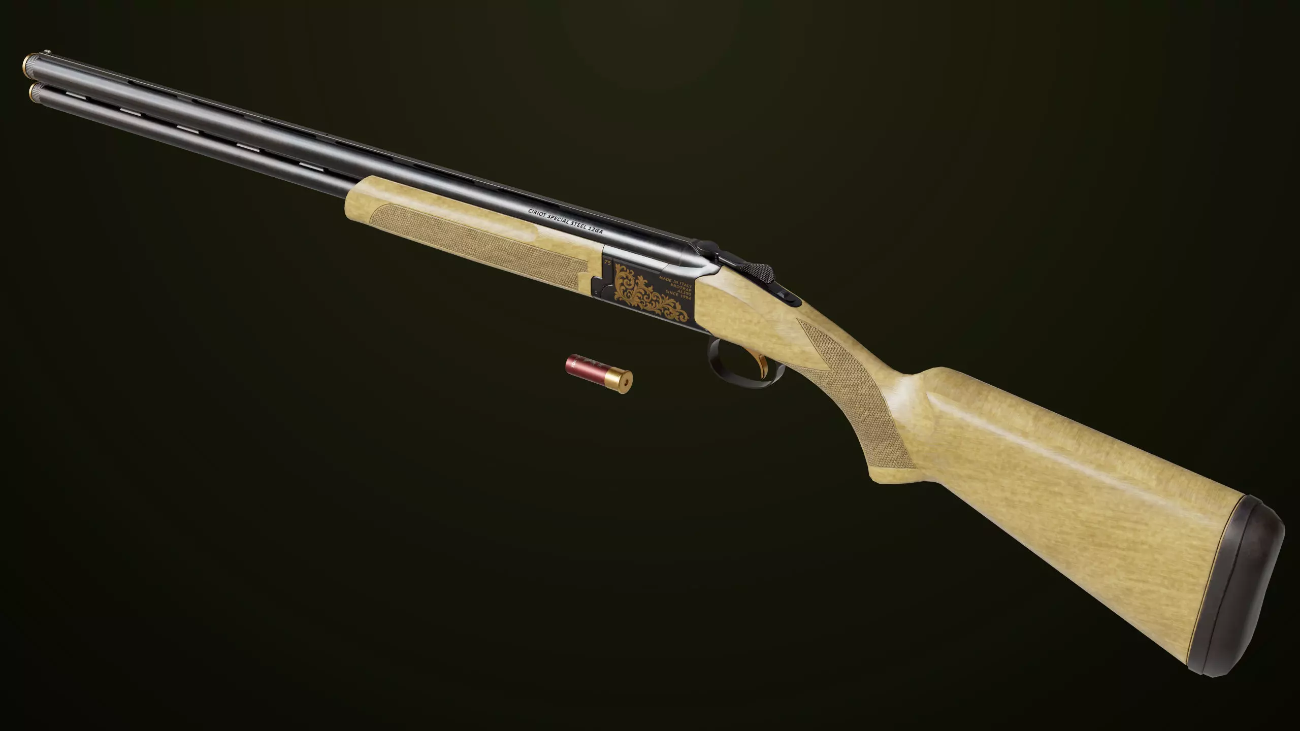 Double Barrel Shotguns 01 Single Mat All PBR Unity UE Textures Low-poly 3D model_18