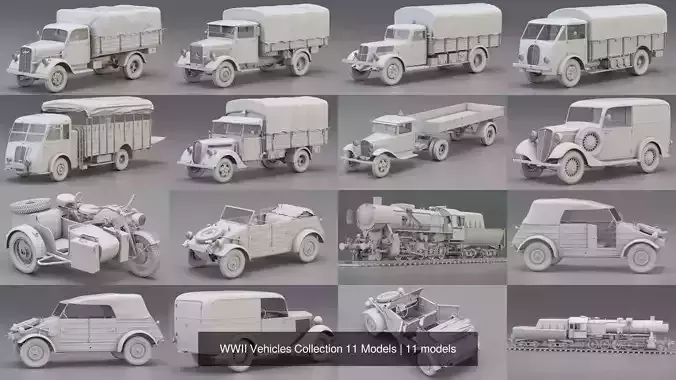 WWII Vehicles Collection 11 Models