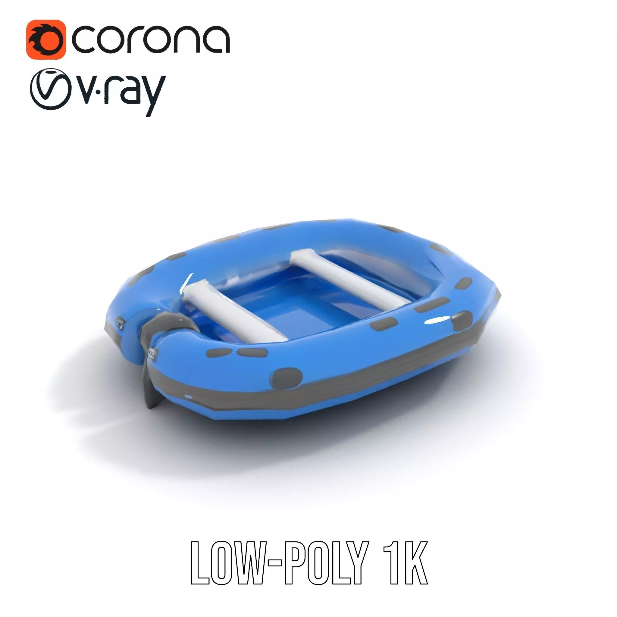 Blue Inflatable Boat model pack Low-poly 3D model_10