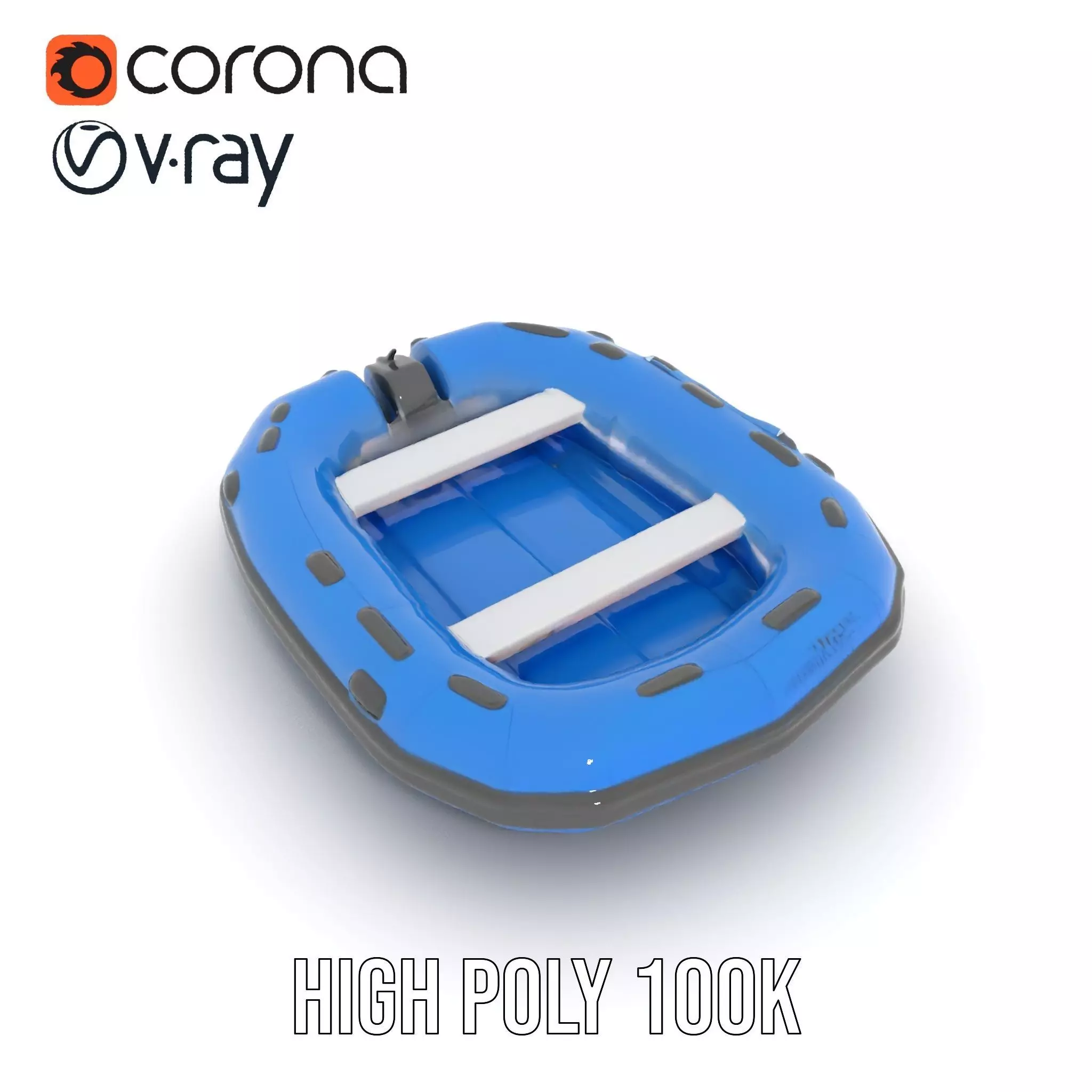 Blue Inflatable Boat model pack Low-poly 3D model_16