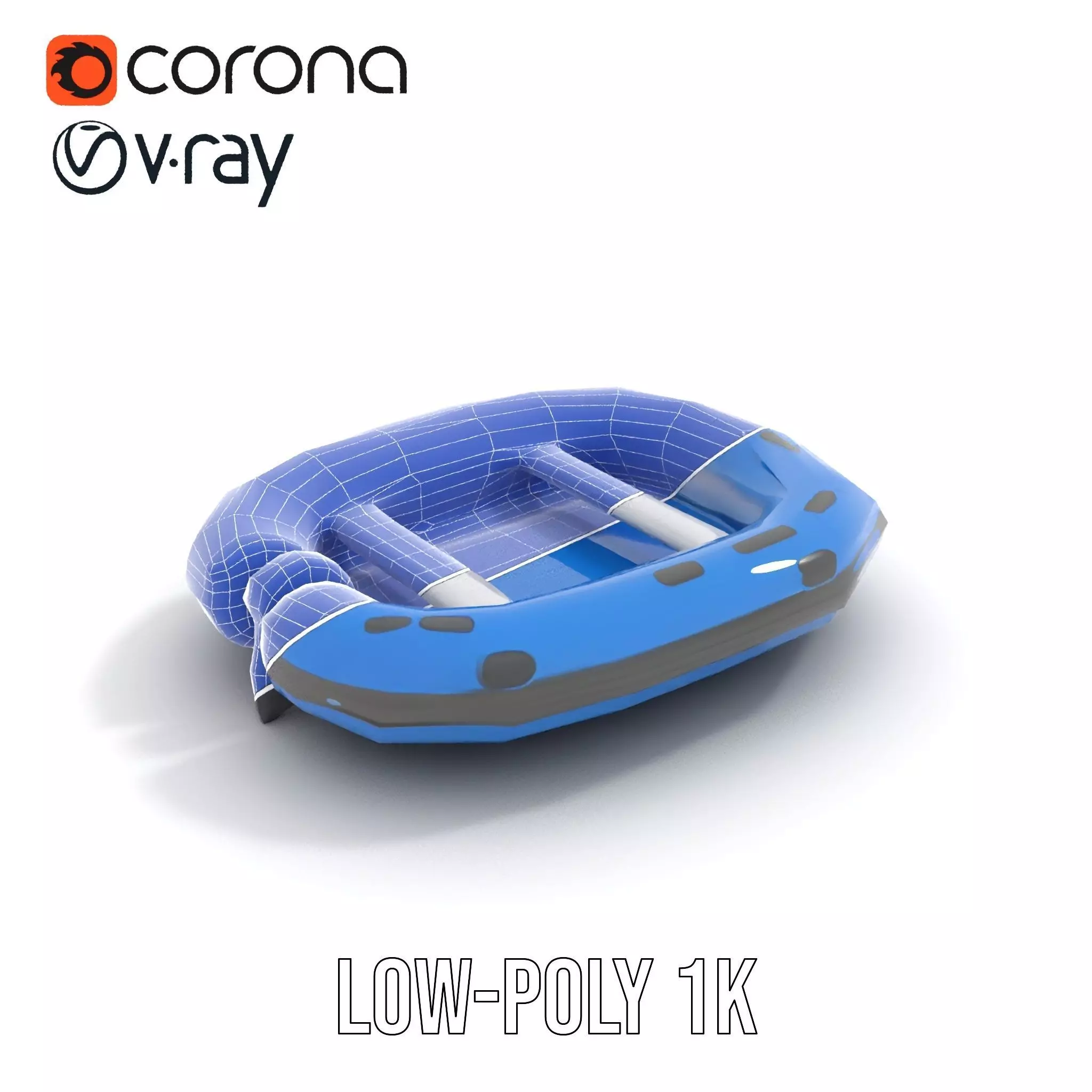 Blue Inflatable Boat model pack Low-poly 3D model_18