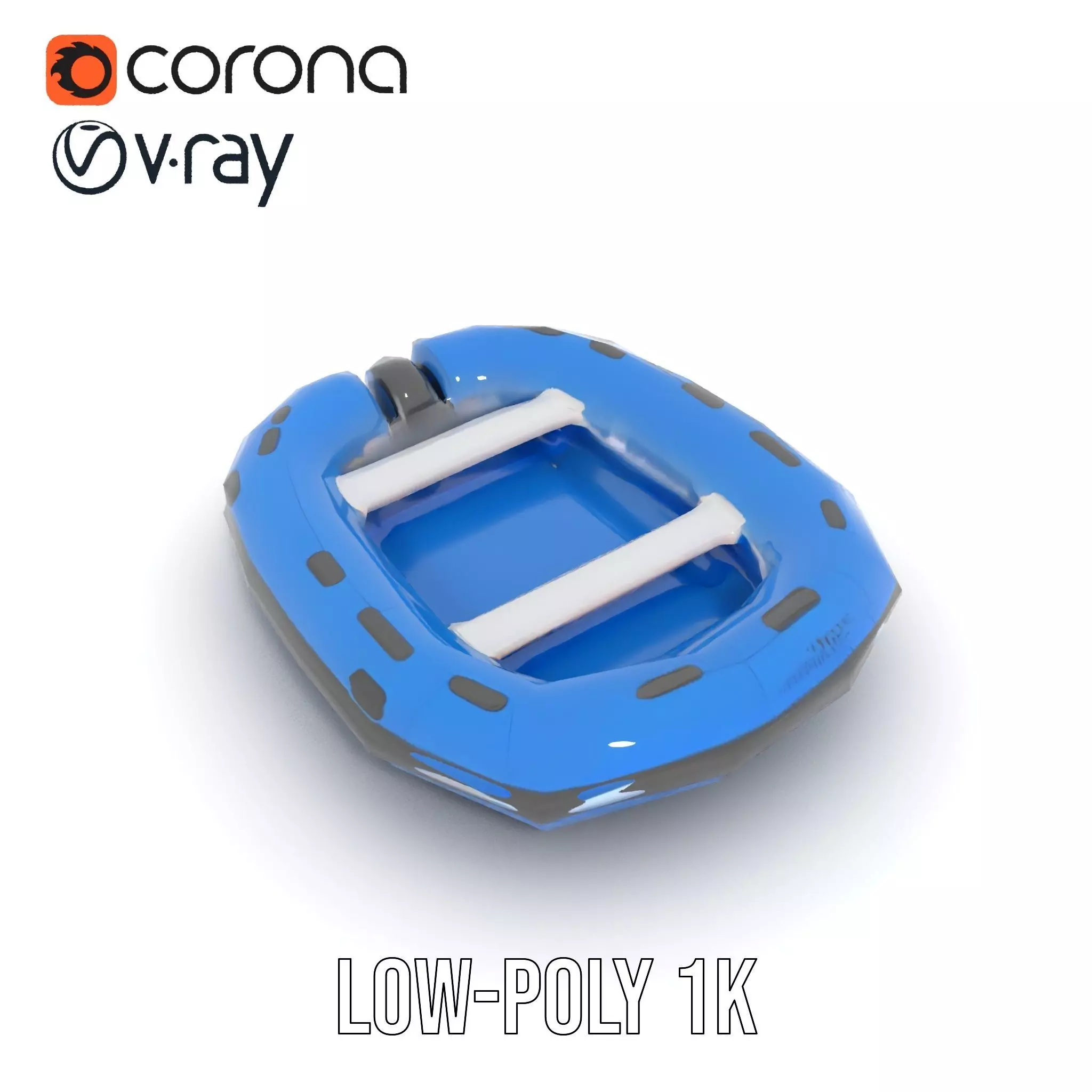 Blue Inflatable Boat model pack Low-poly 3D model_13