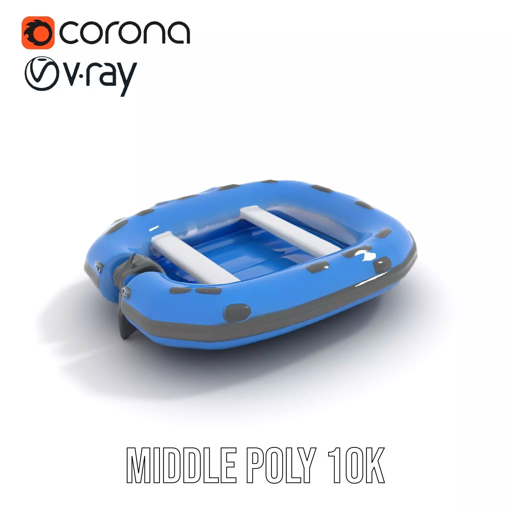 Blue Inflatable Boat model pack Low-poly 3D model_14