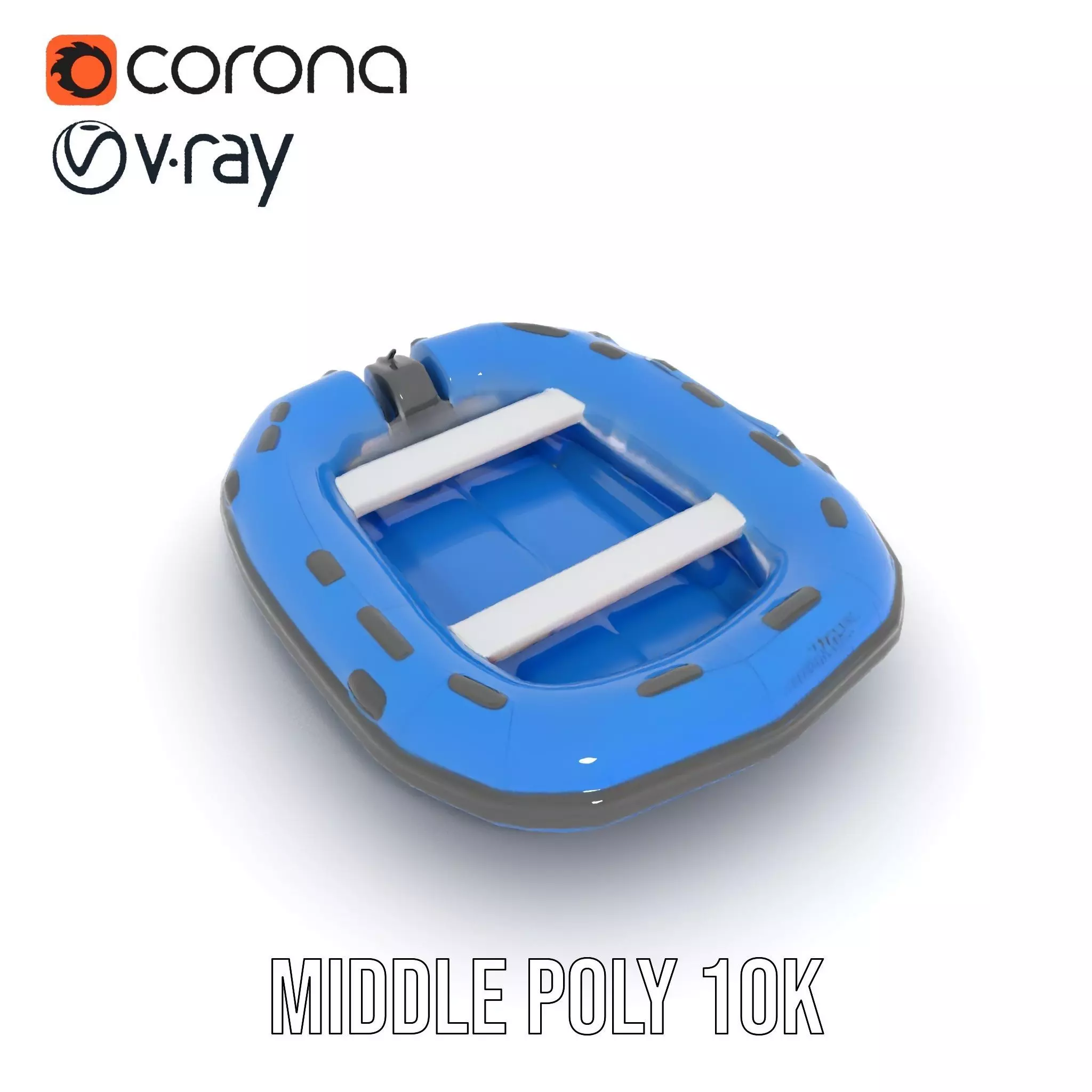 Blue Inflatable Boat model pack Low-poly 3D model_7