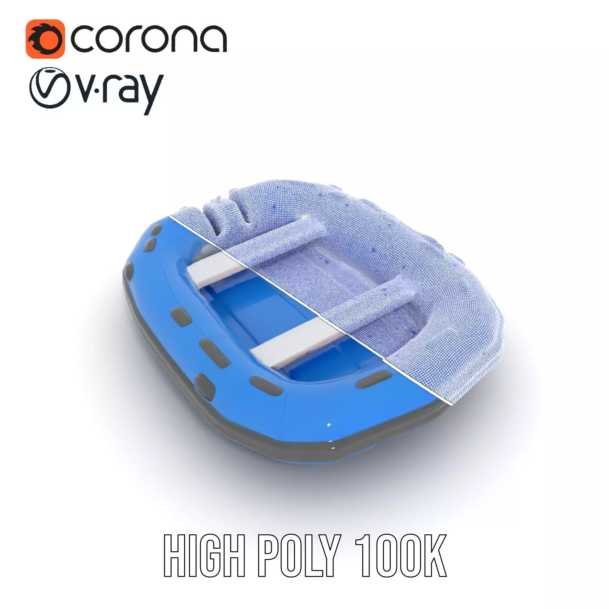 Blue Inflatable Boat model pack Low-poly 3D model_34