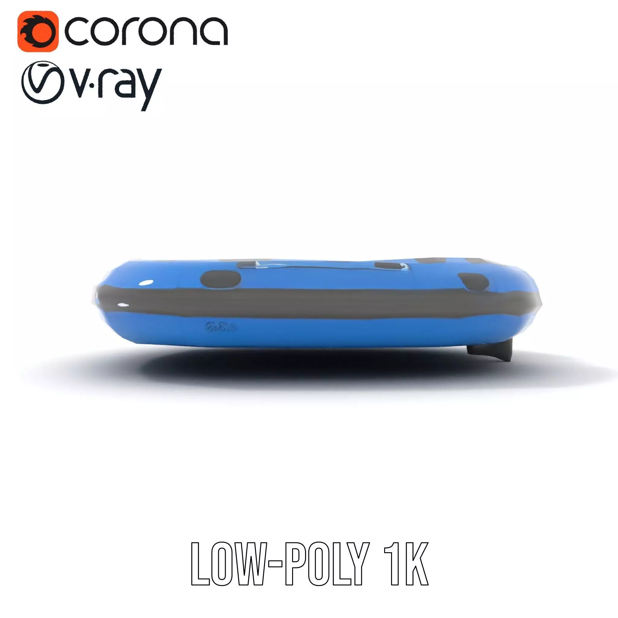 Blue Inflatable Boat model pack Low-poly 3D model_8