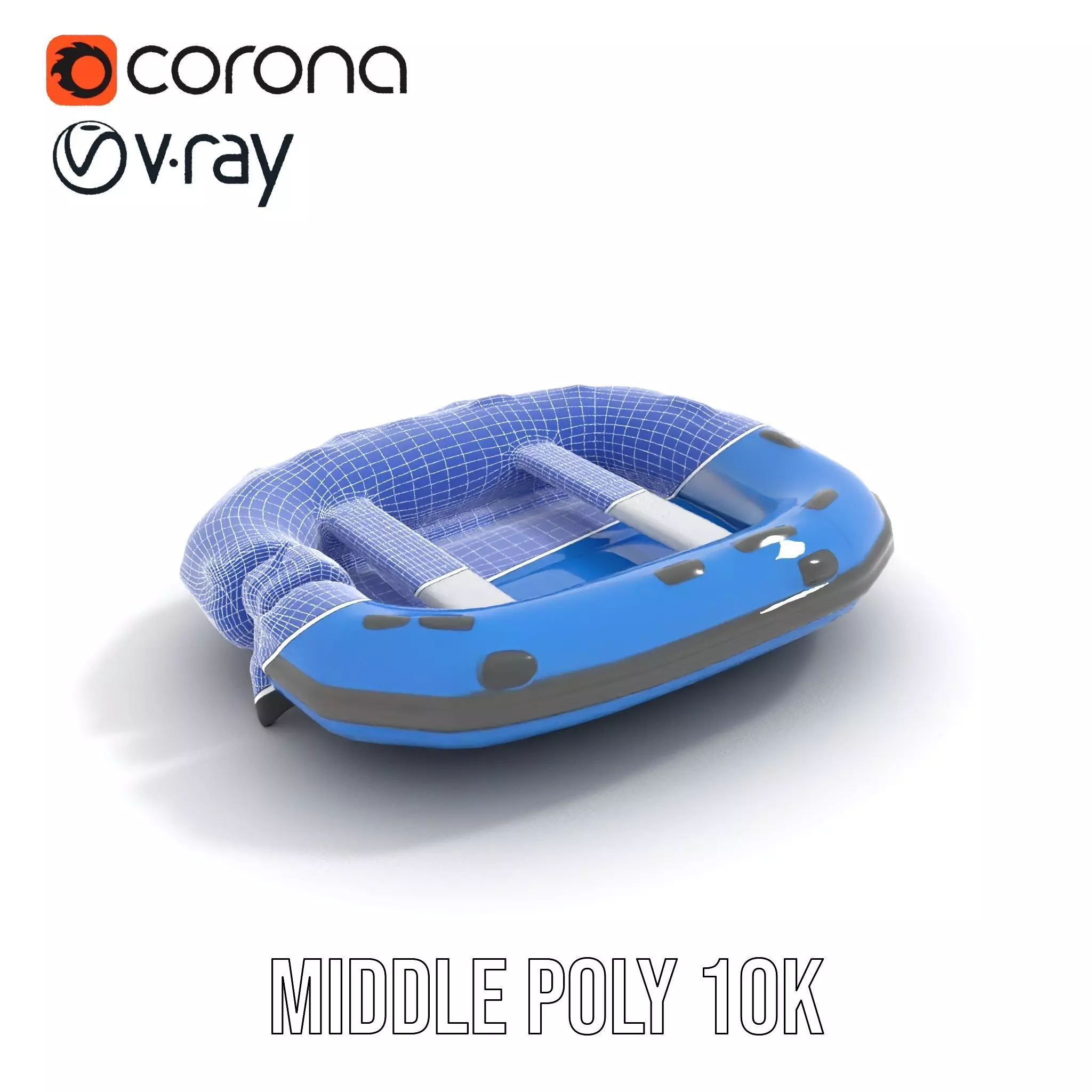 Blue Inflatable Boat model pack Low-poly 3D model_17