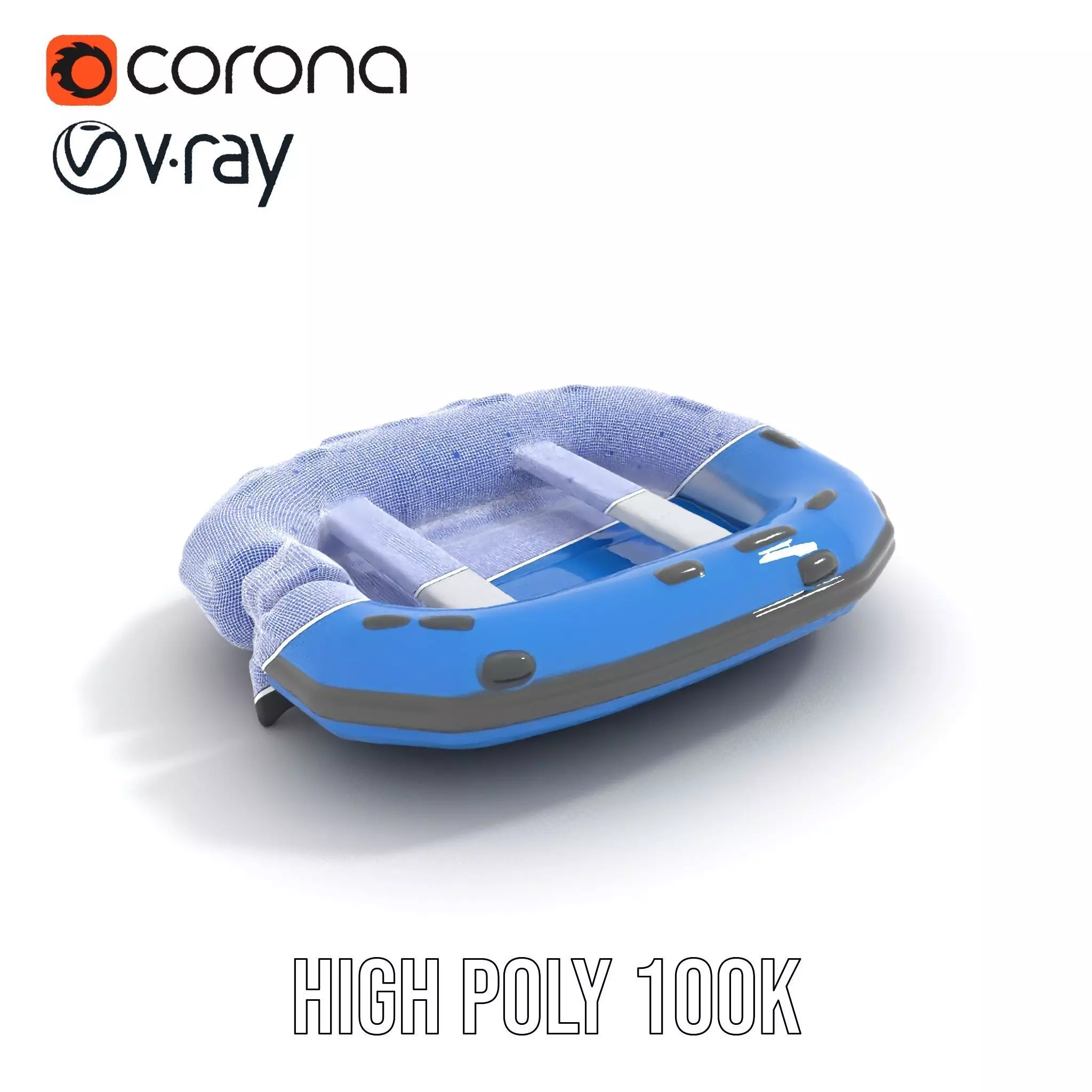 Blue Inflatable Boat model pack Low-poly 3D model_32