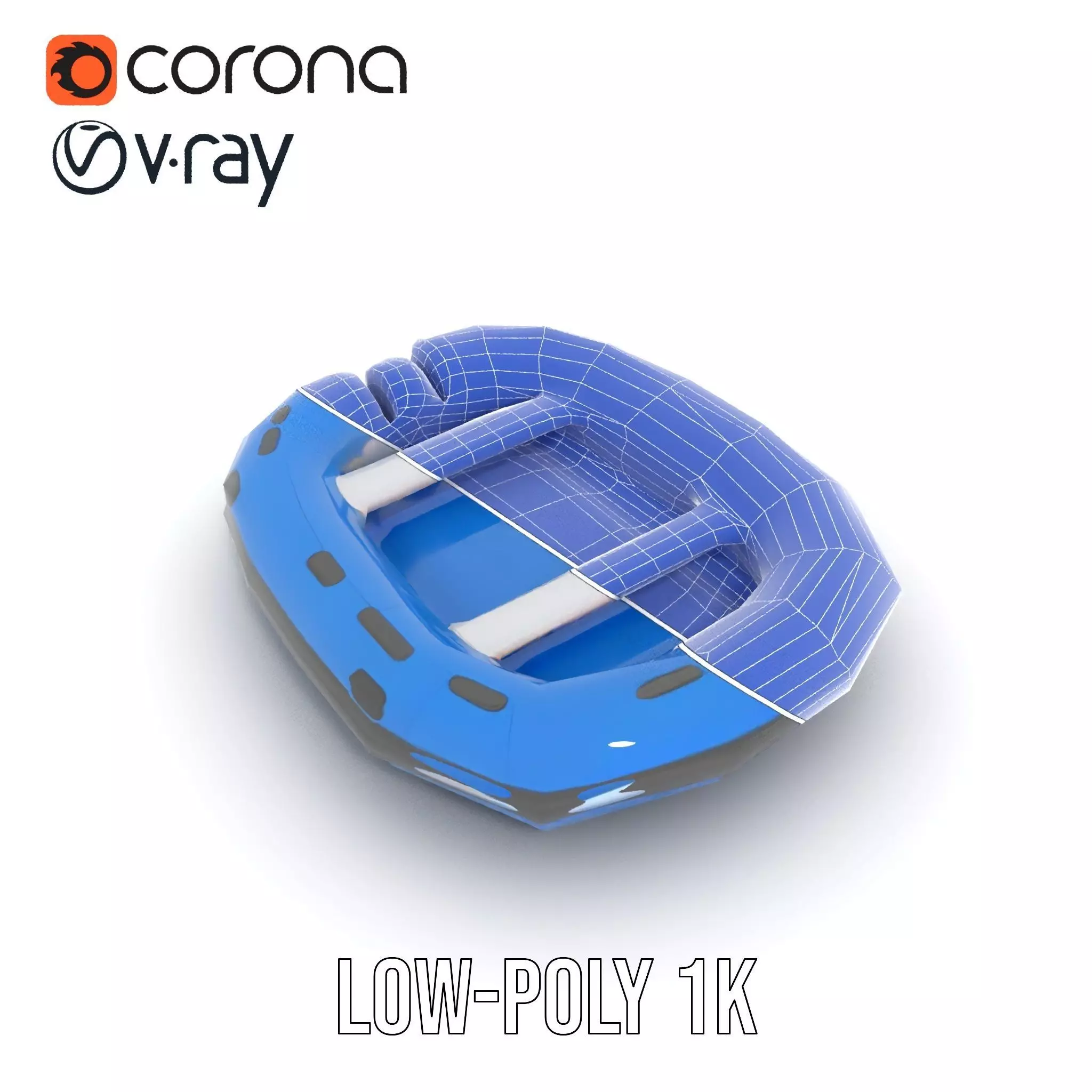 Blue Inflatable Boat model pack Low-poly 3D model_26