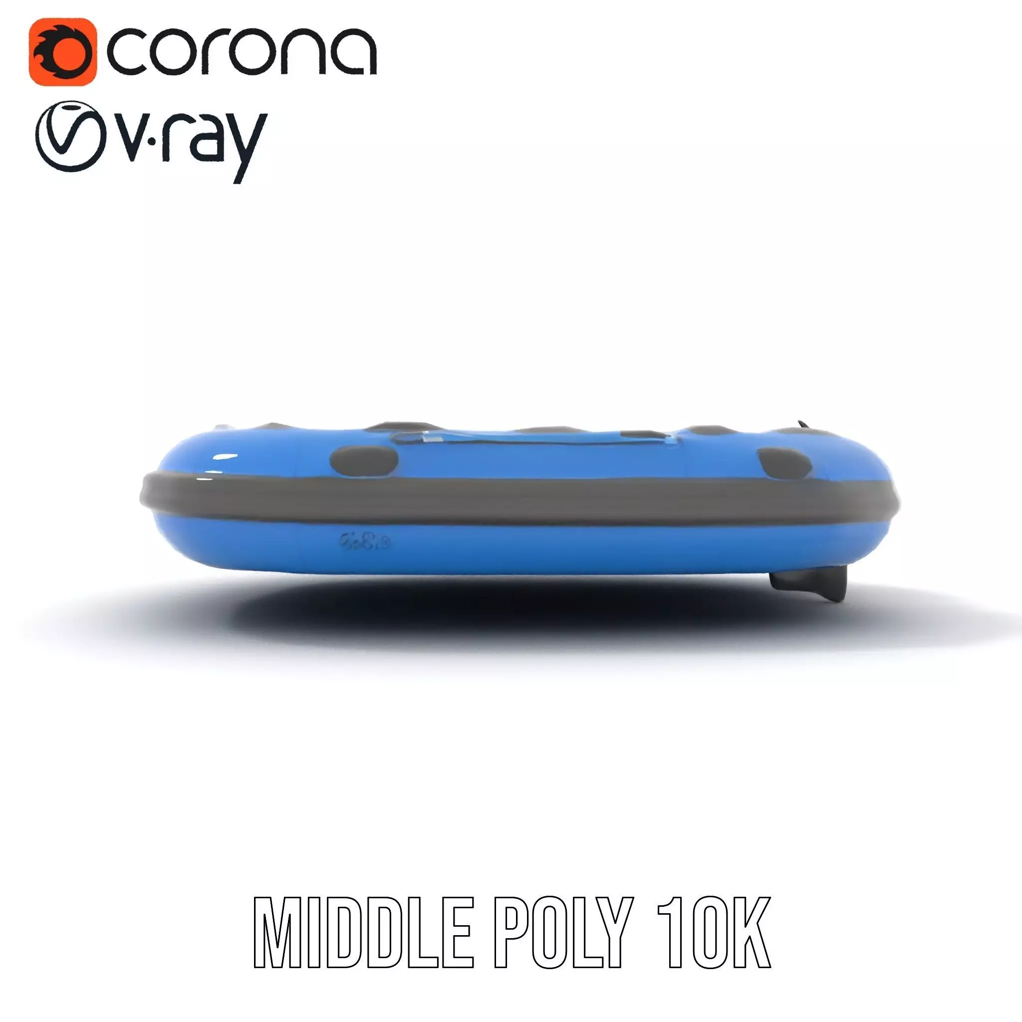 Blue Inflatable Boat model pack Low-poly 3D model_12