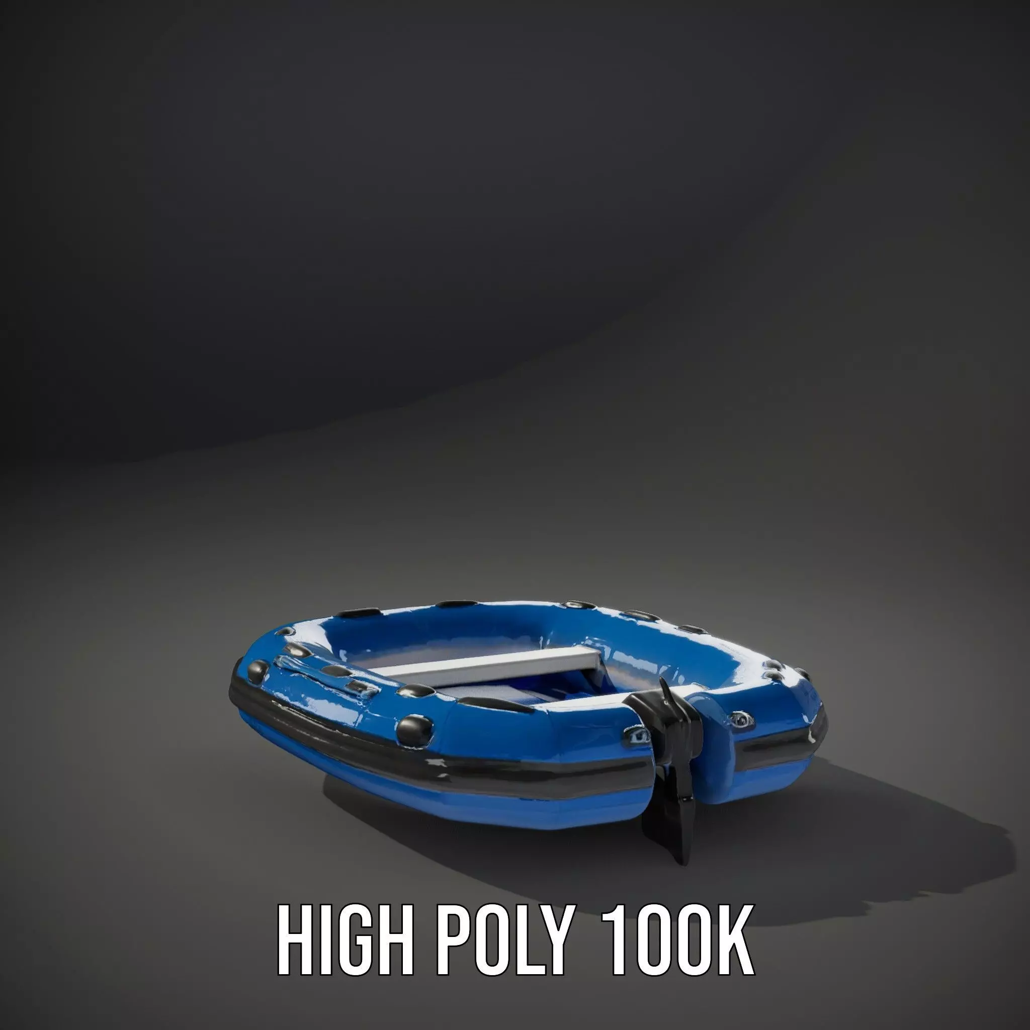 Blue Inflatable Boat model pack Low-poly 3D model_9