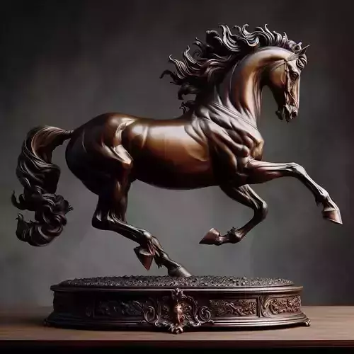 Bronze Horse Sculpture Dynamic Galloping Stallion 3D Model Low-poly 3D model