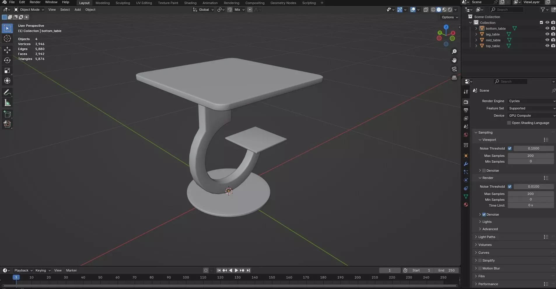 Square Table CG17 3D model_7
