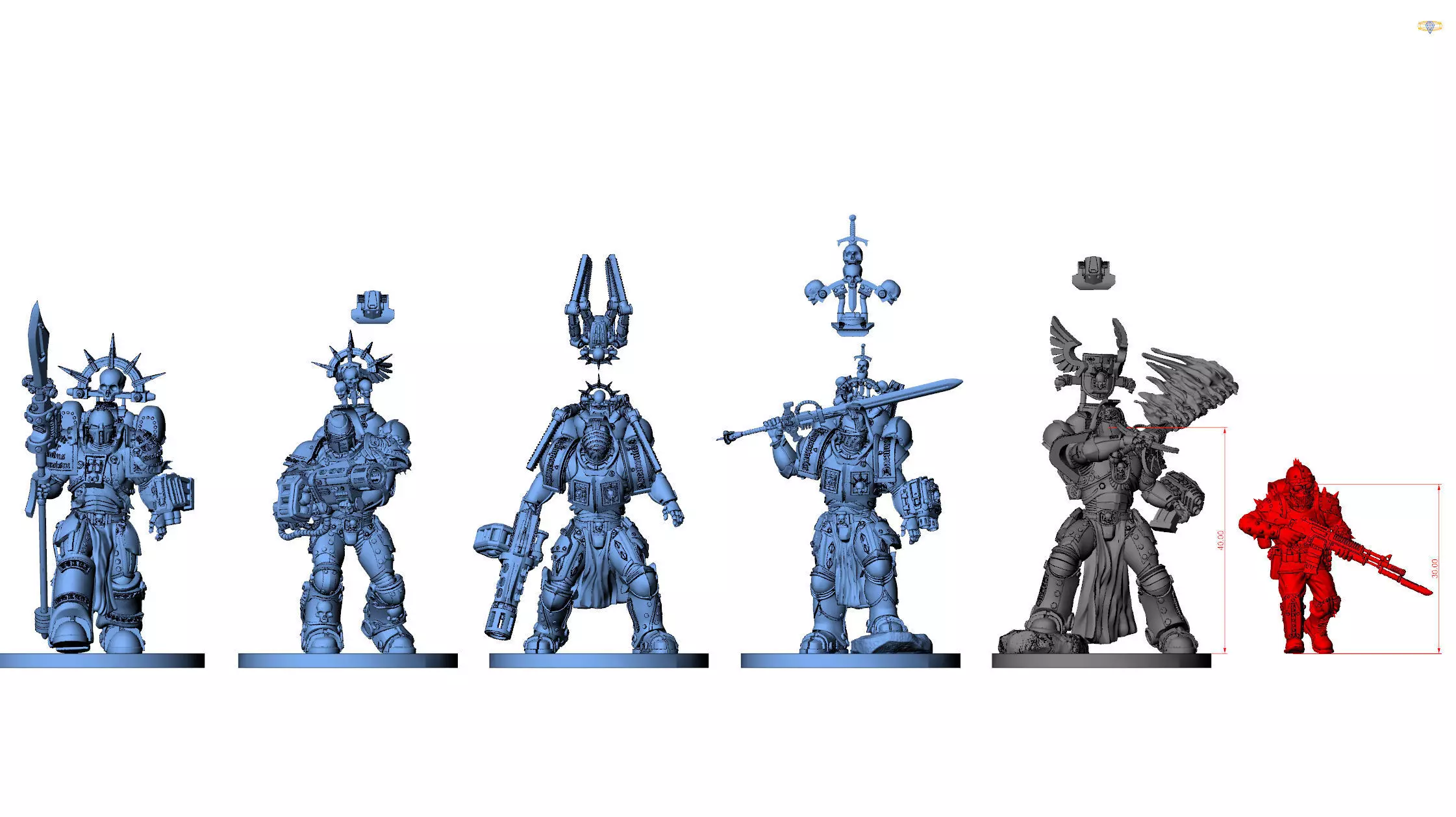 Steel Sanctifier 10 Sgt - Sci-Fi Miniature STL -15 Modular Parts 3D print model_4