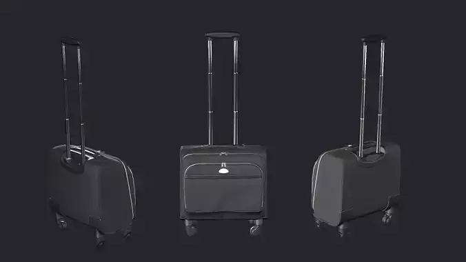 Rolling Travel Suitcase B Low-Poly 3D Model