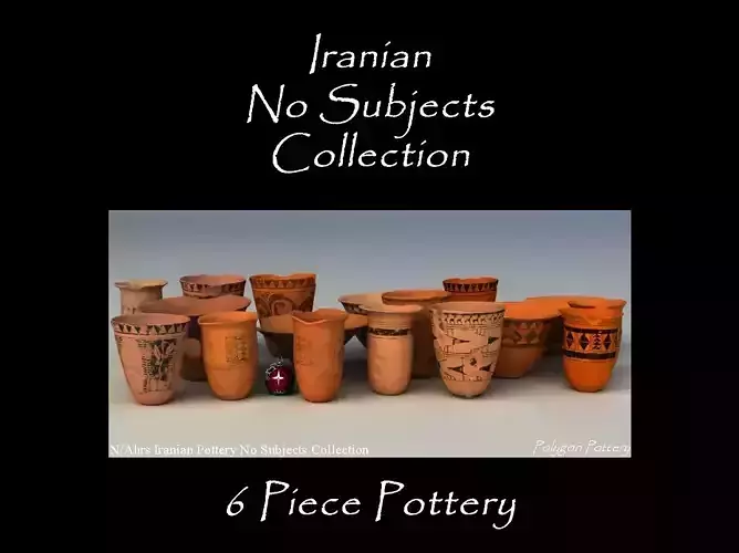 Iranian No Subjects Collection 6 Piece Pottery