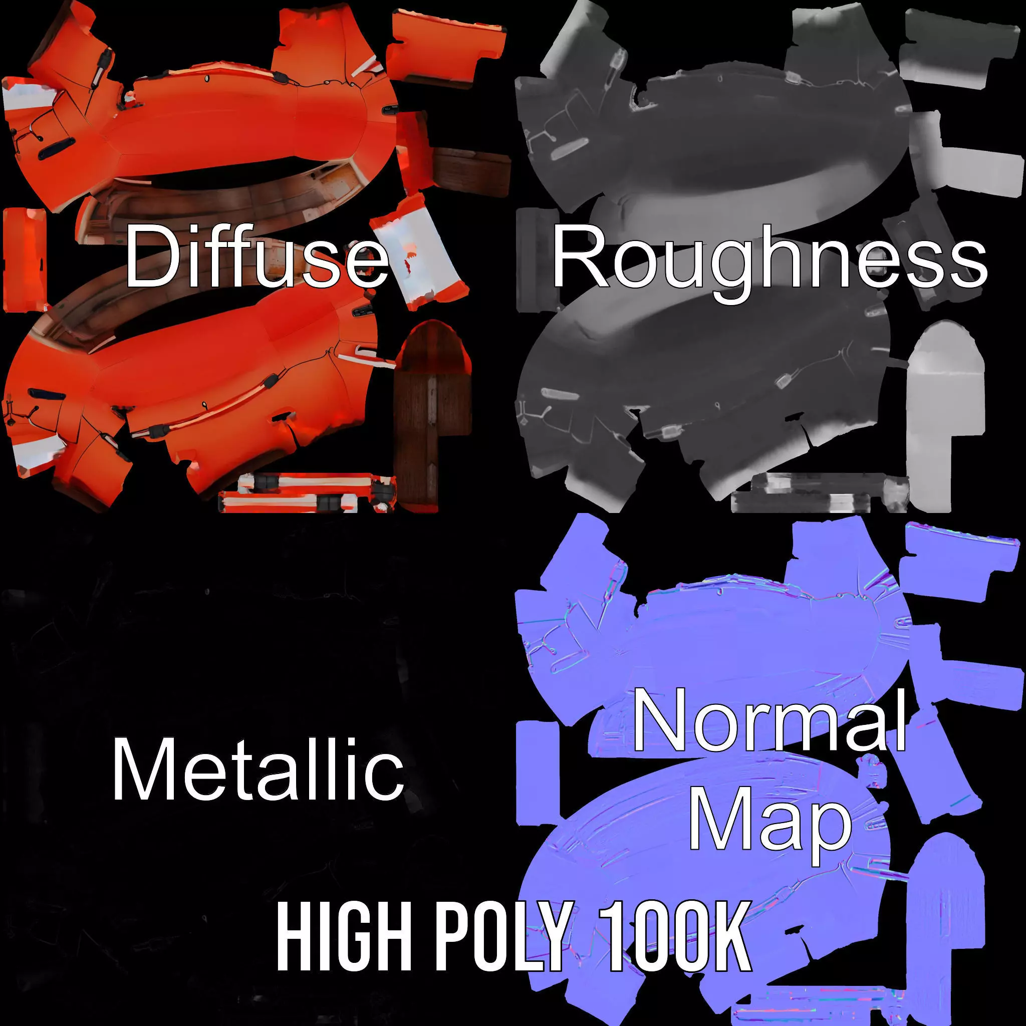 Vibrant Inflatable Raft model pack Low-poly 3D model_4