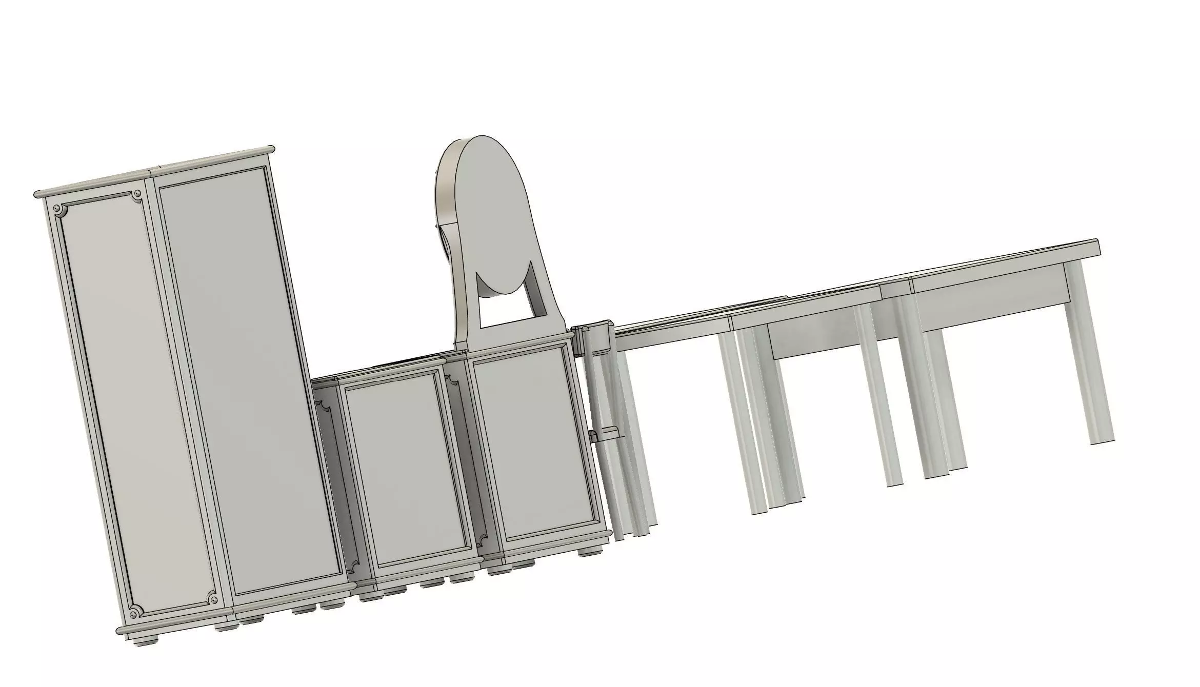 Vintage Furniture Set 1-72 Scale for Models and Dioramas 3D print model_2