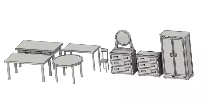 Vintage Furniture Set 1-72 Scale for Models and Dioramas