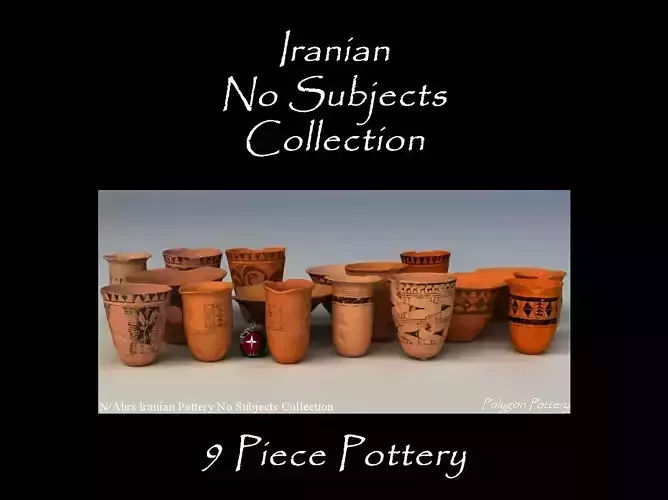 Iranian No Subjects Collection 9 Piece Pottery