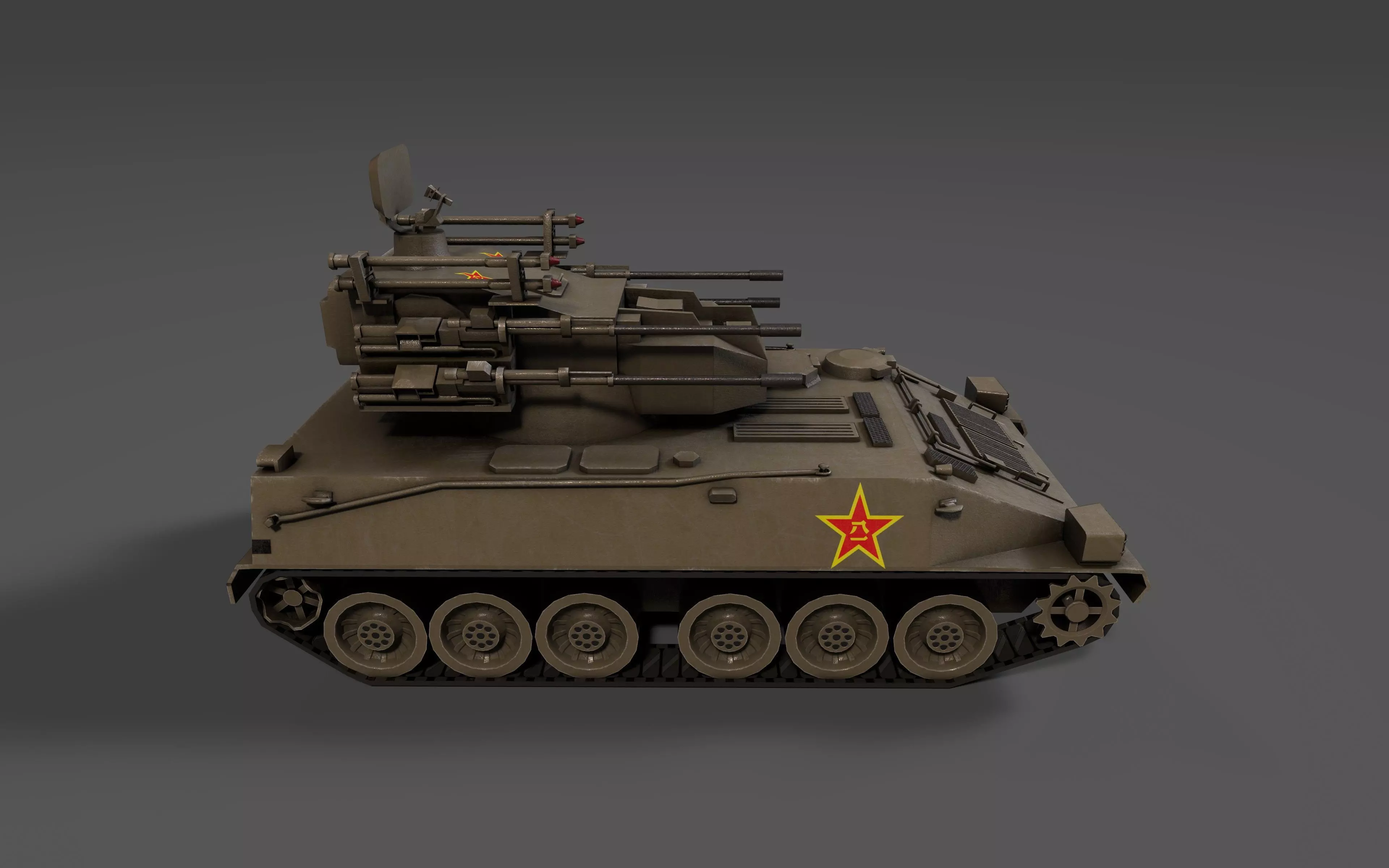 PGZ95 Self-Propelled Anti-Aircraft System - Game Ready low poly Low-poly 3D model_7